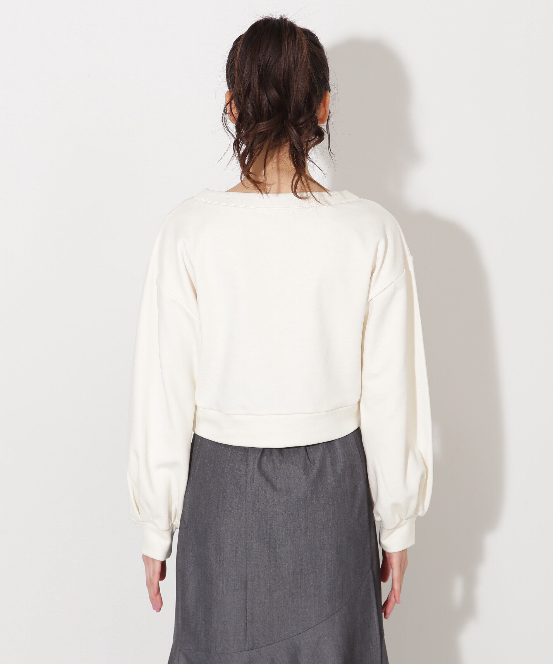  「メッセージハートオフショル裏毛プルオーバー」|Tシャツ・カットソー|