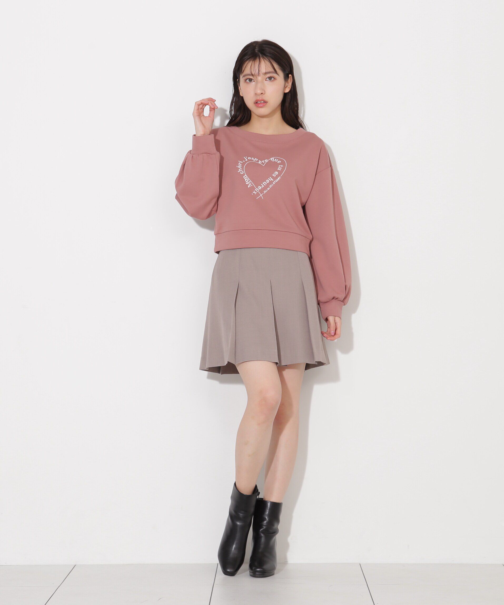  「メッセージハートオフショル裏毛プルオーバー」|Tシャツ・カットソー|