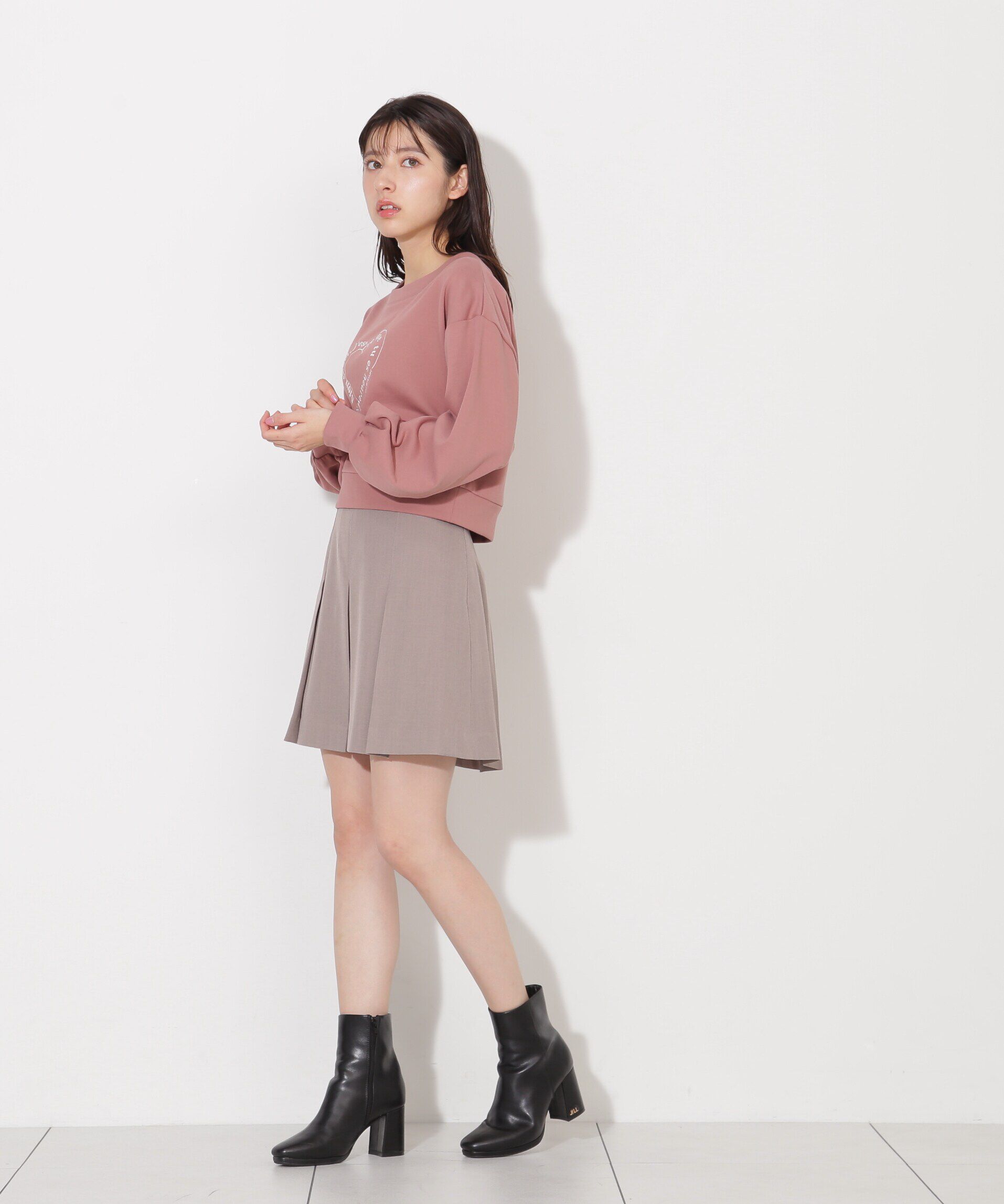  「メッセージハートオフショル裏毛プルオーバー」|Tシャツ・カットソー|