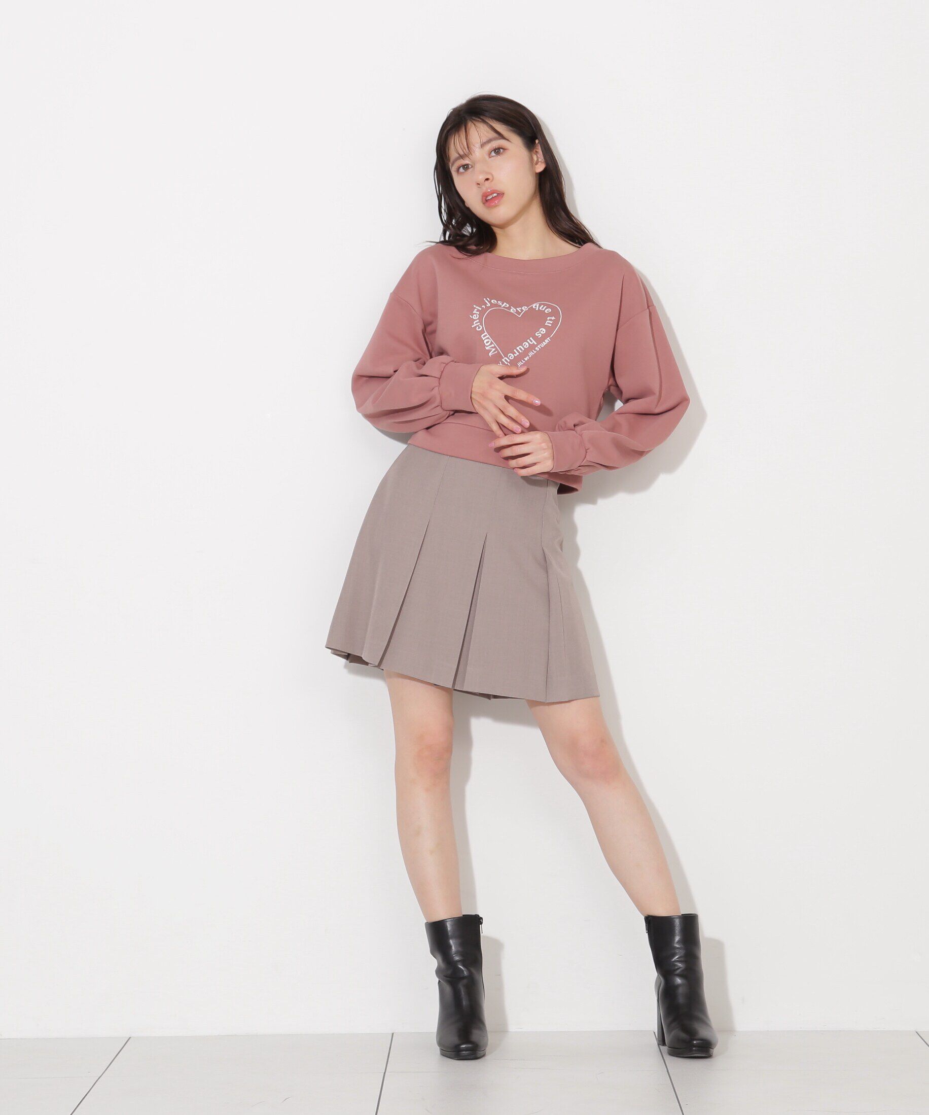  「メッセージハートオフショル裏毛プルオーバー」|Tシャツ・カットソー|