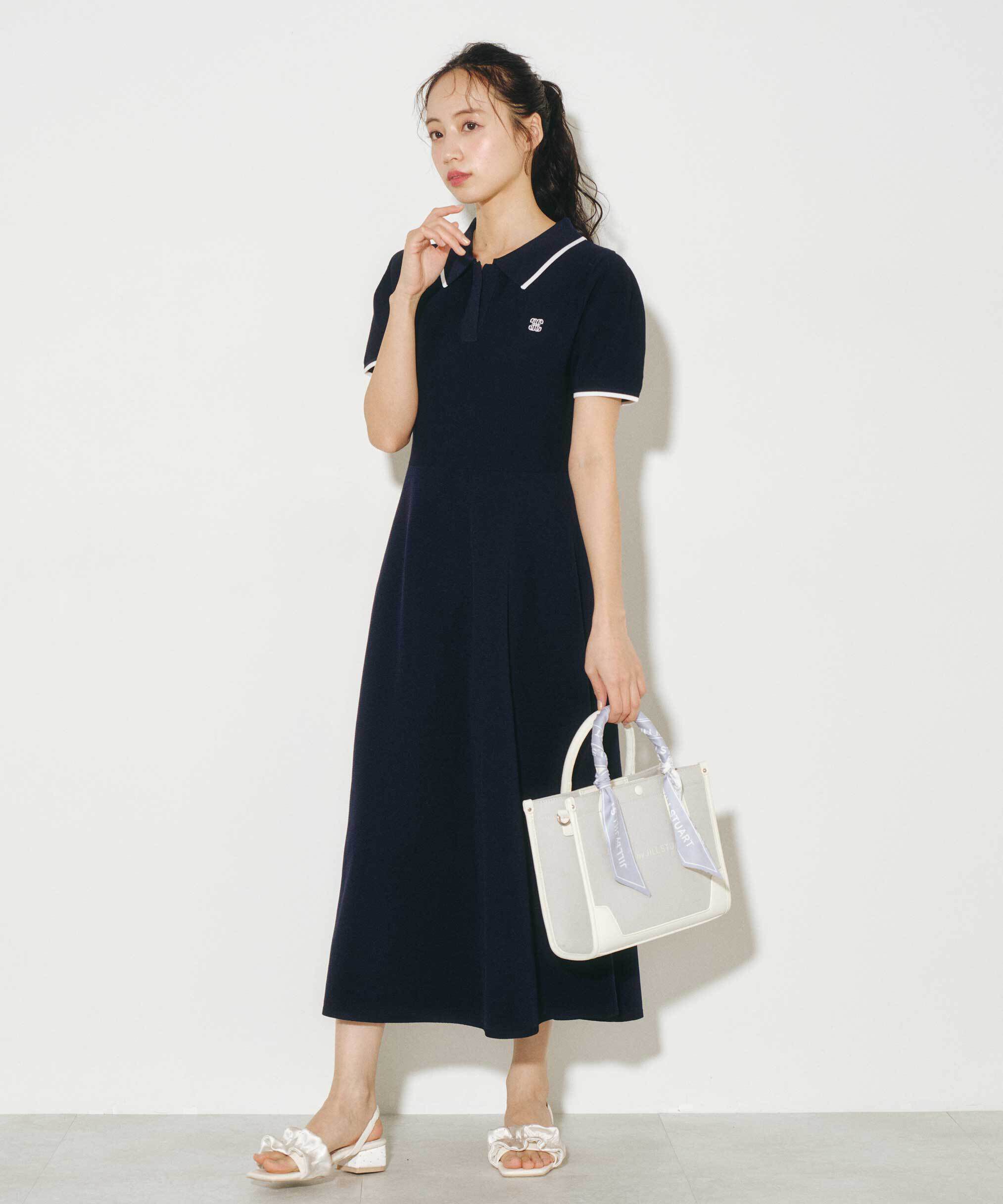  「半袖ポロシャツワンピース」|ワンピース|ネイビー
