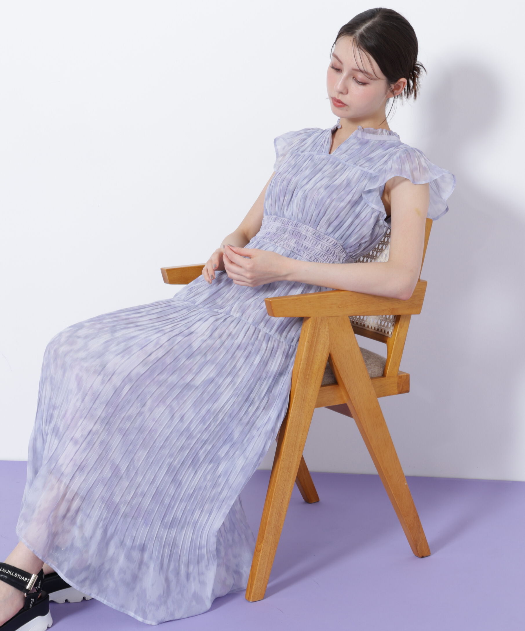  「スリットネックプリーツワンピース」|ワンピース|