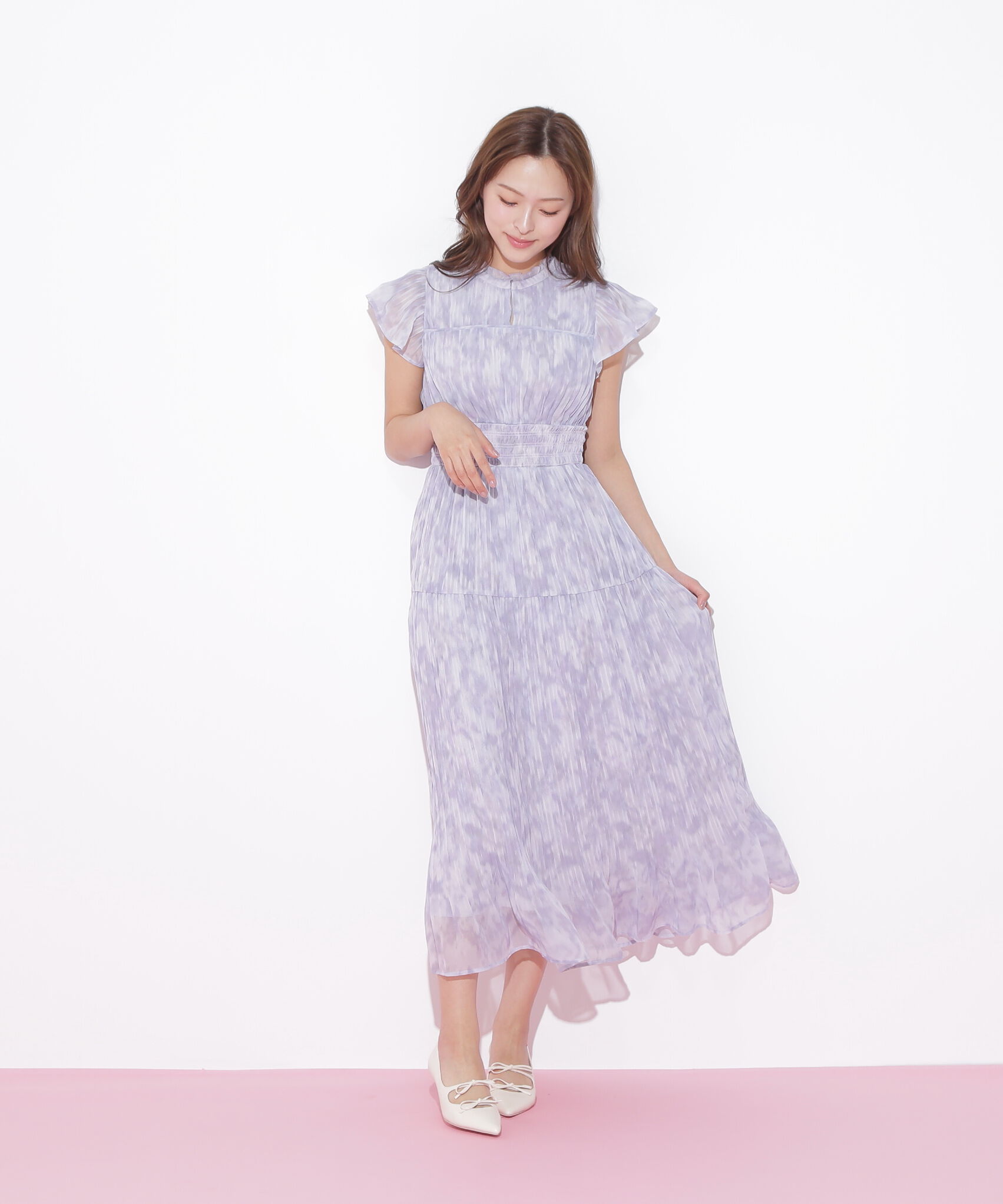  「スリットネックプリーツワンピース」|ワンピース|