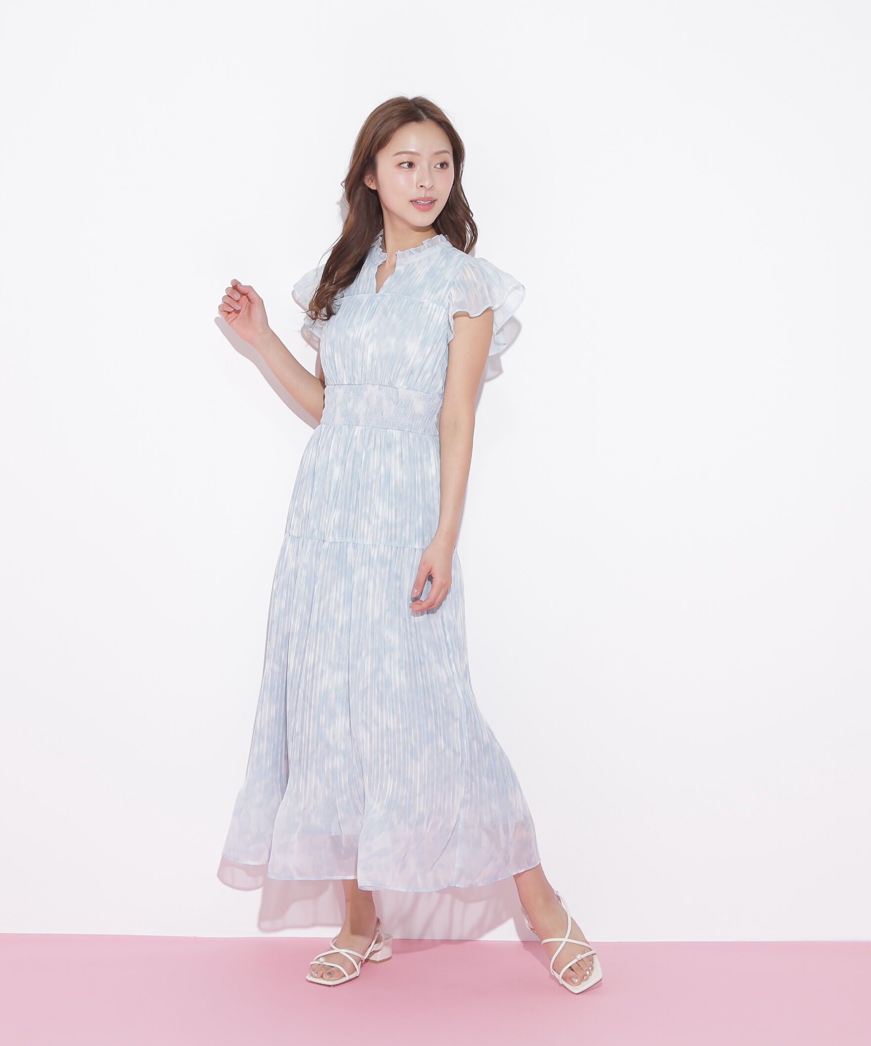  「スリットネックプリーツワンピース」|ワンピース|