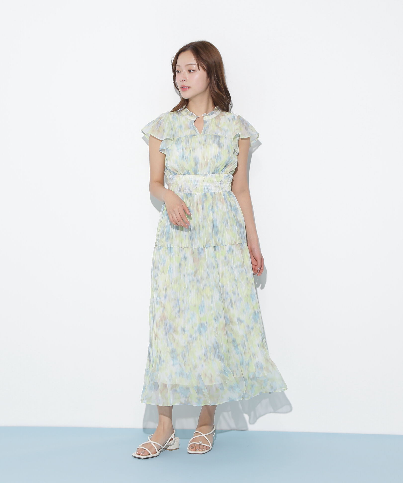  「スリットネックプリーツワンピース」|ワンピース|