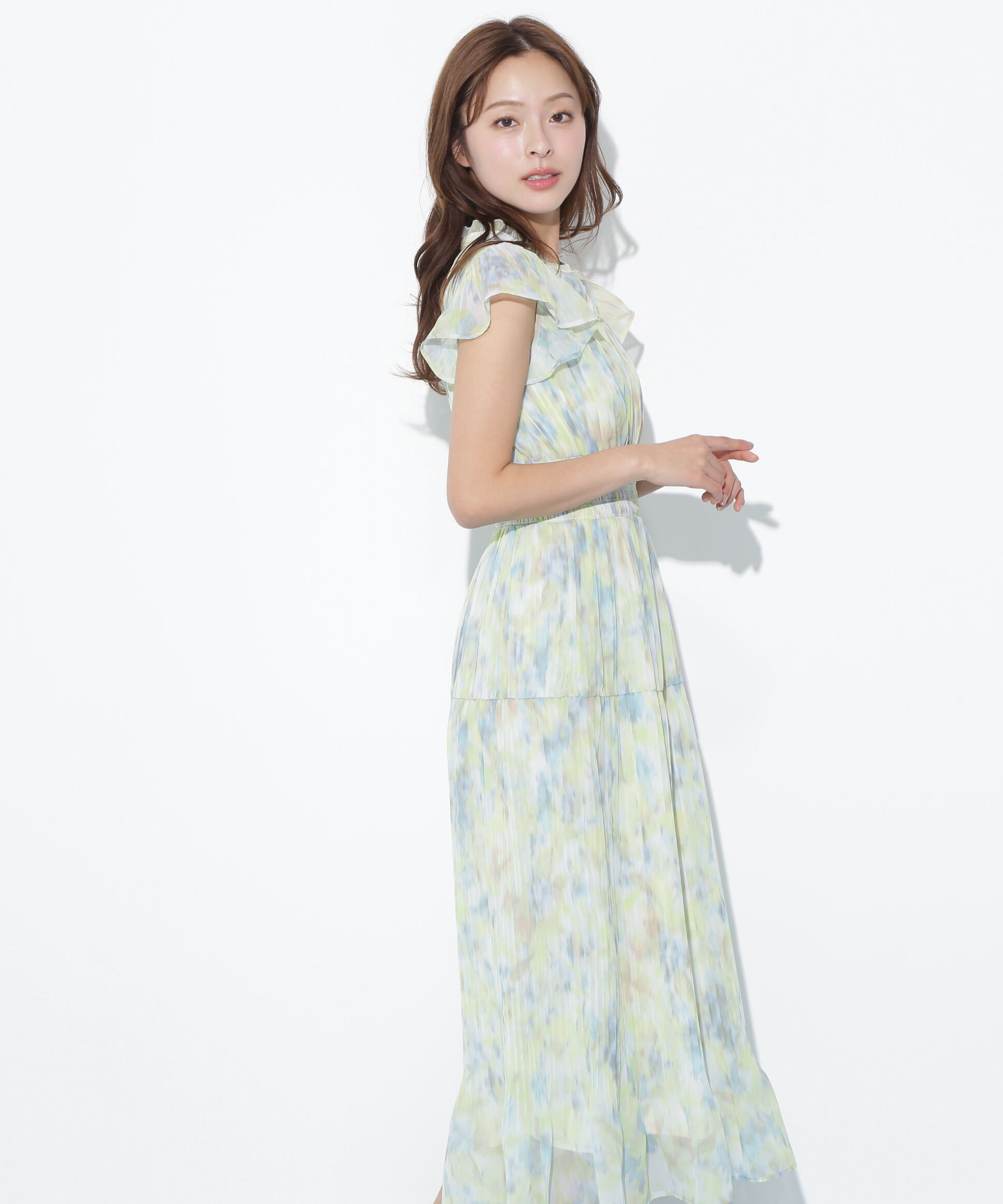  「スリットネックプリーツワンピース」|ワンピース|