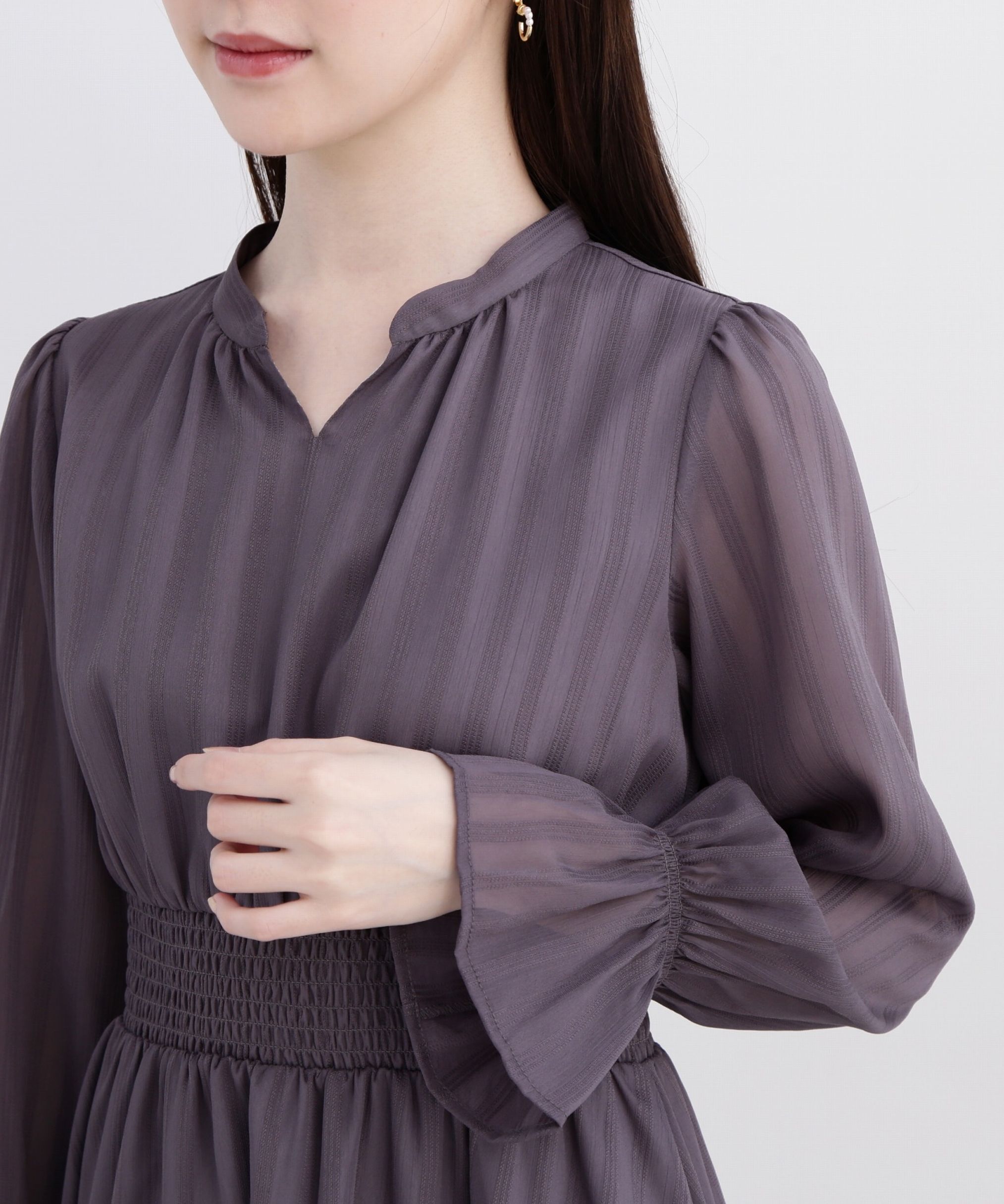 PROPORTION BODY DRESSING「《EDIT COLOGNE》シアーストライプマキシワンピース WEB限定 24SS」|ワンピース|