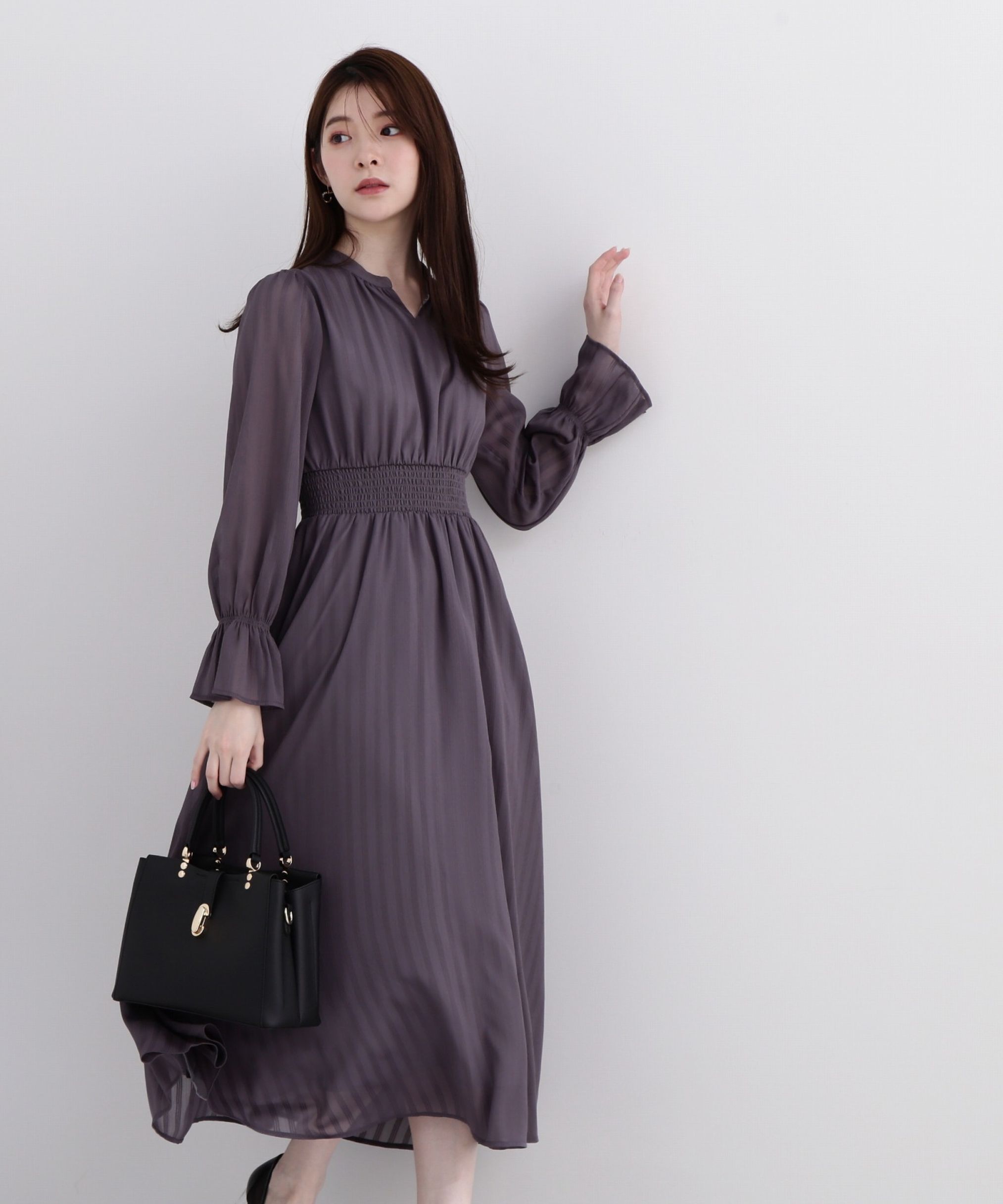 PROPORTION BODY DRESSING「《EDIT COLOGNE》シアーストライプマキシワンピース WEB限定 24SS」|ワンピース|