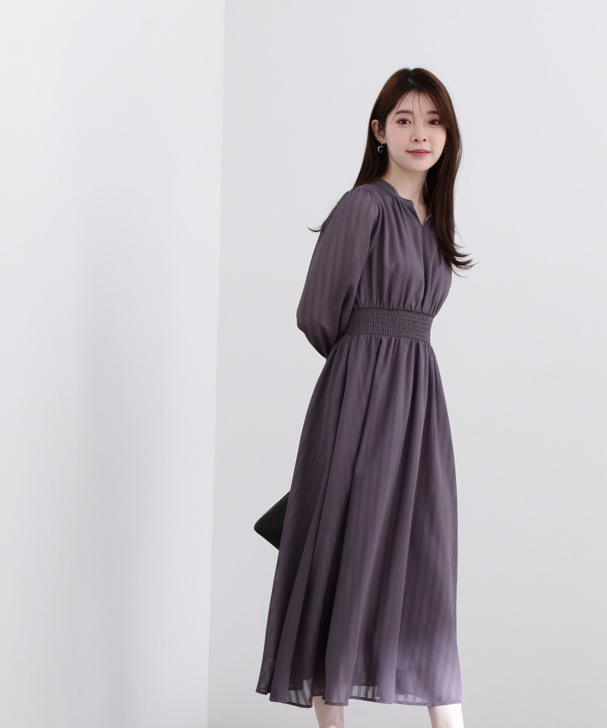 PROPORTION BODY DRESSING「《EDIT COLOGNE》シアーストライプマキシワンピース WEB限定 24SS」|ワンピース|