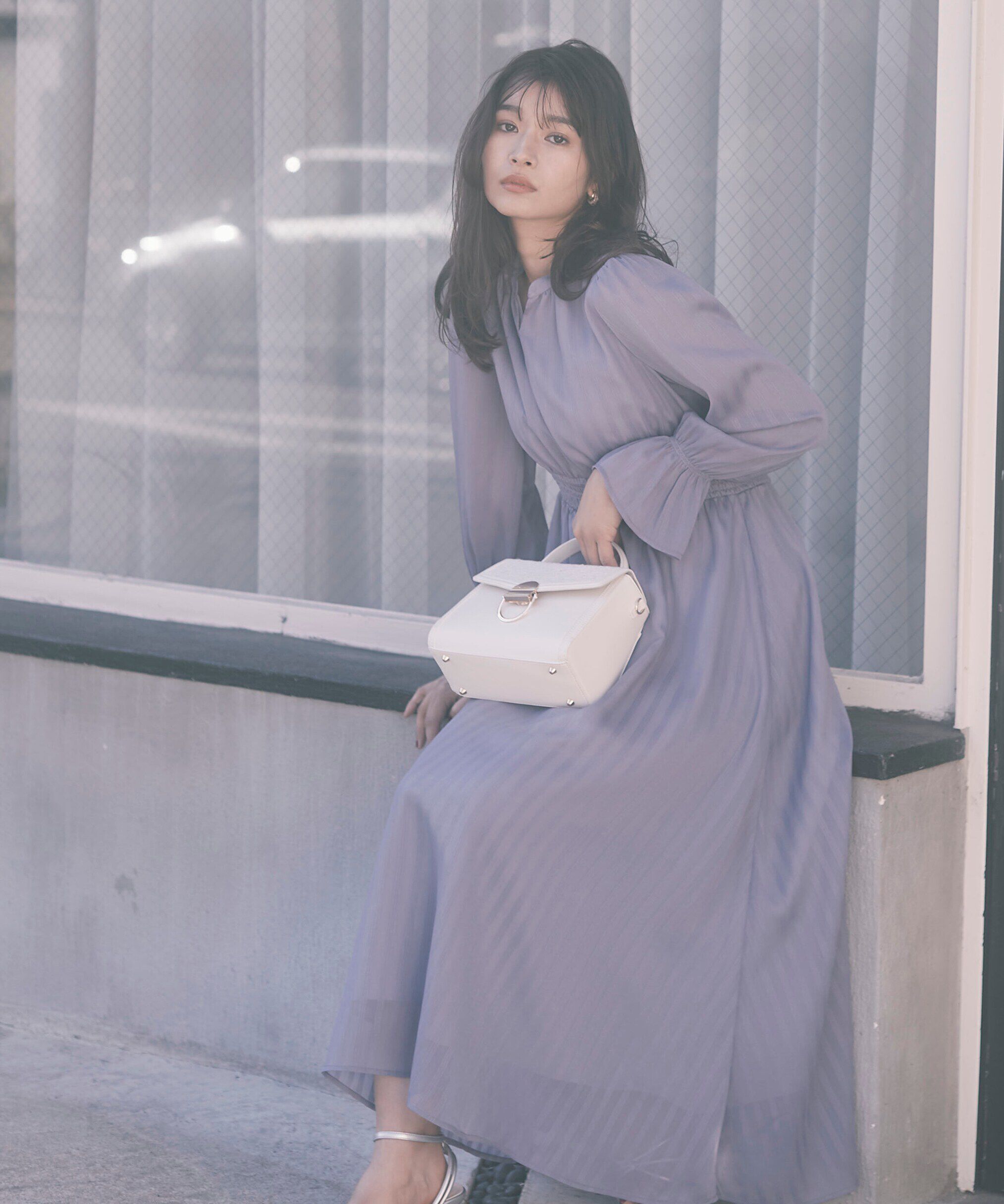 PROPORTION BODY DRESSING「《EDIT COLOGNE》シアーストライプマキシワンピース WEB限定 24SS」|ワンピース|ブルー