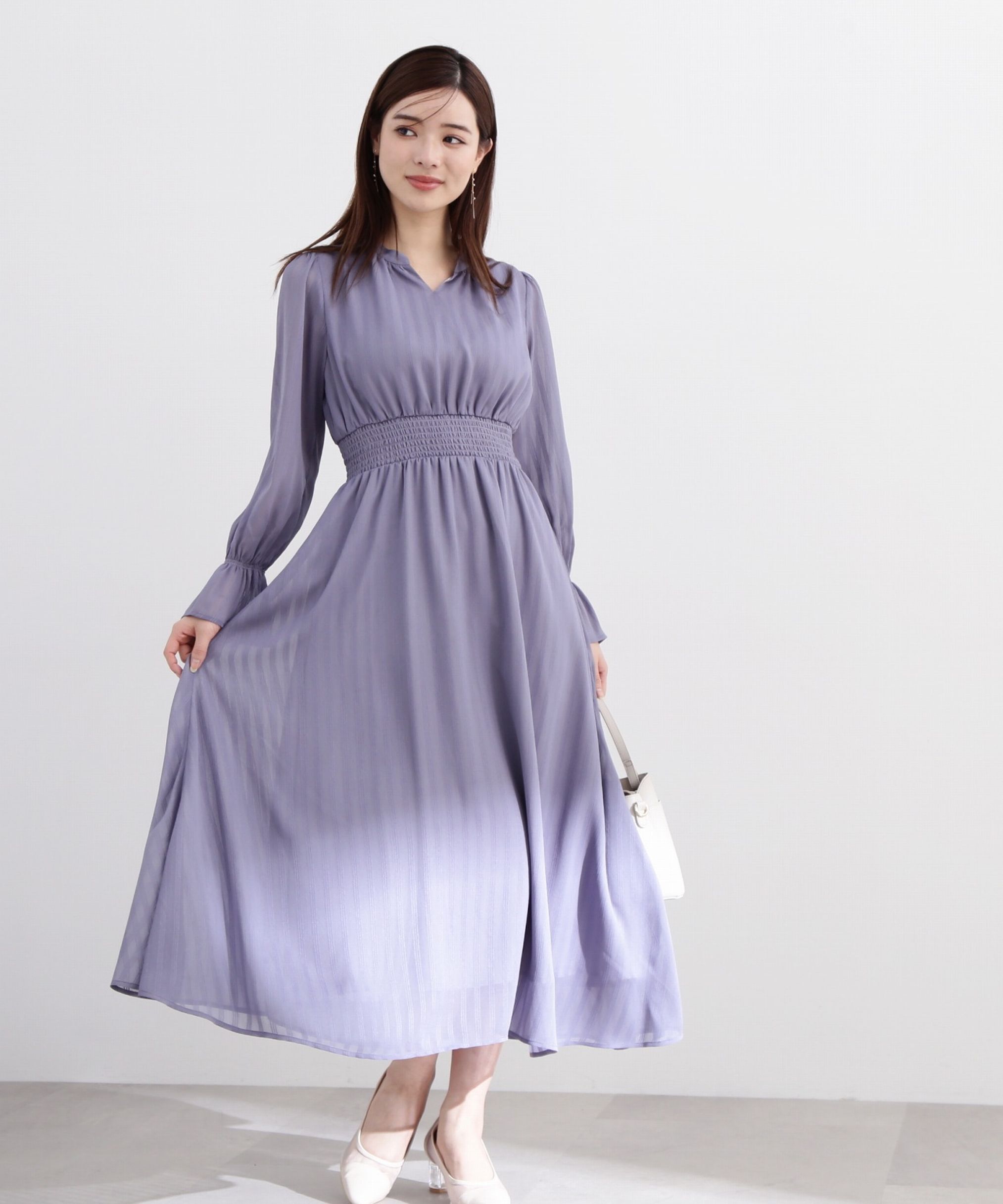 PROPORTION BODY DRESSING「《EDIT COLOGNE》シアーストライプマキシワンピース WEB限定 24SS」|ワンピース|