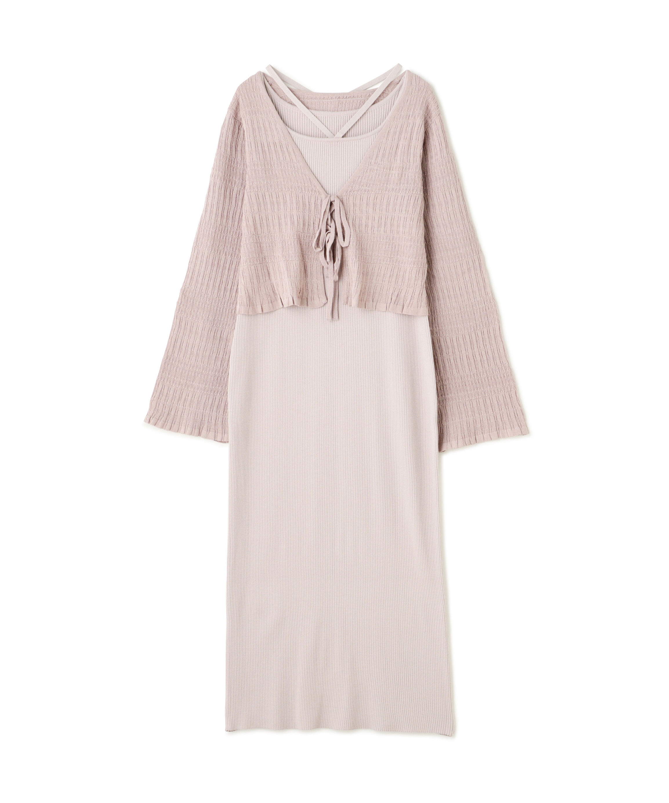 PROPORTION BODY DRESSING「《EDIT COLOGNE》シャーリング編みカーデセットニットワンピース」|ワンピース|