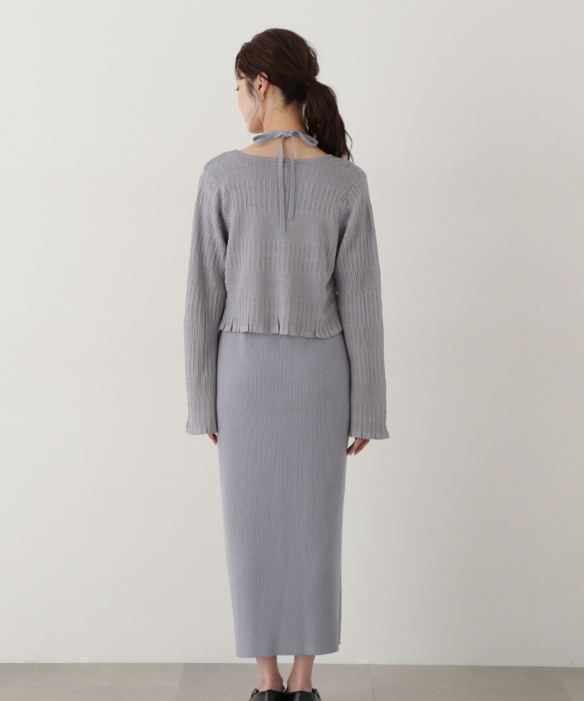 PROPORTION BODY DRESSING「《EDIT COLOGNE》シャーリング編みカーデセットニットワンピース」|ワンピース|