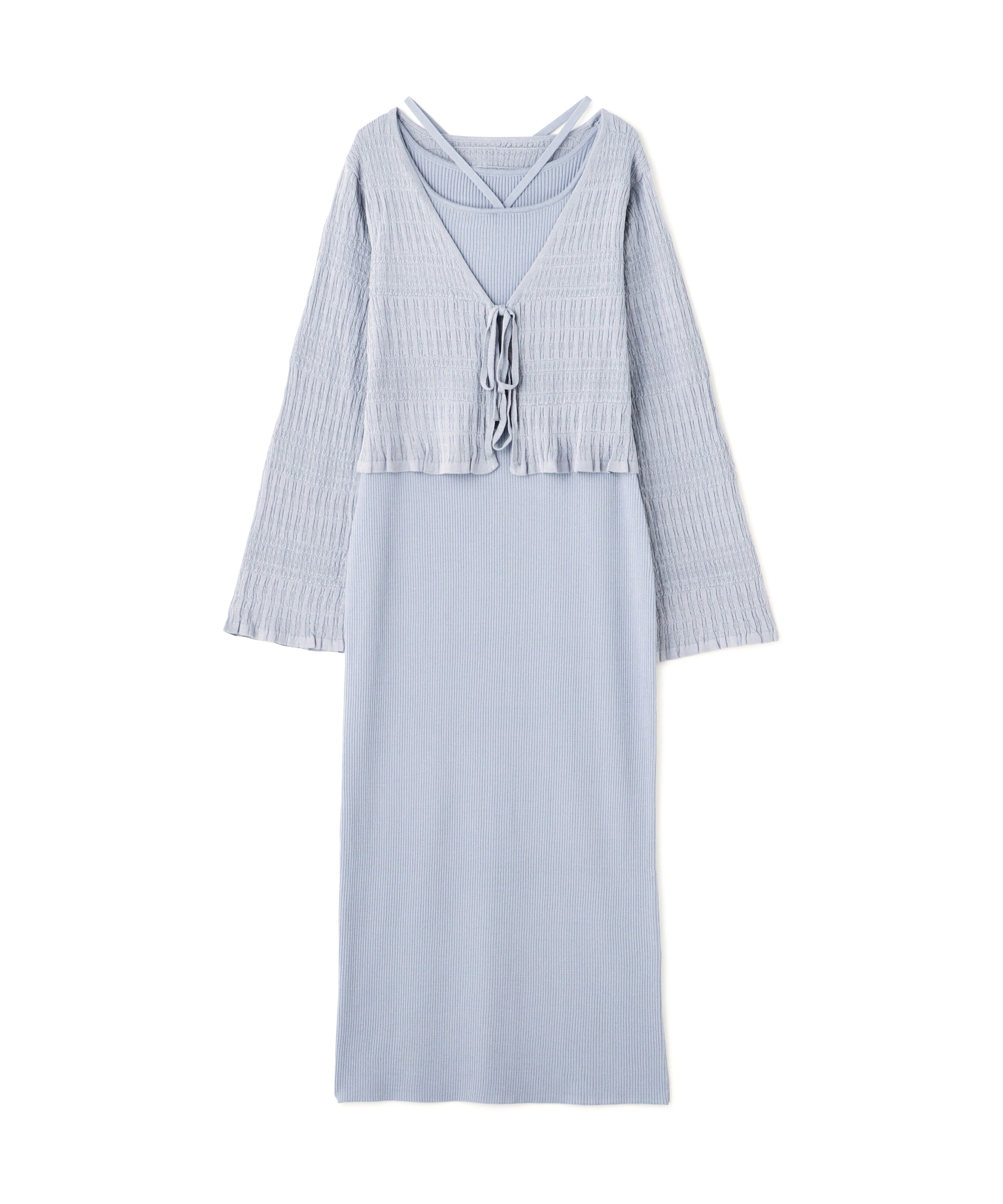 PROPORTION BODY DRESSING「《EDIT COLOGNE》シャーリング編みカーデセットニットワンピース」|ワンピース|