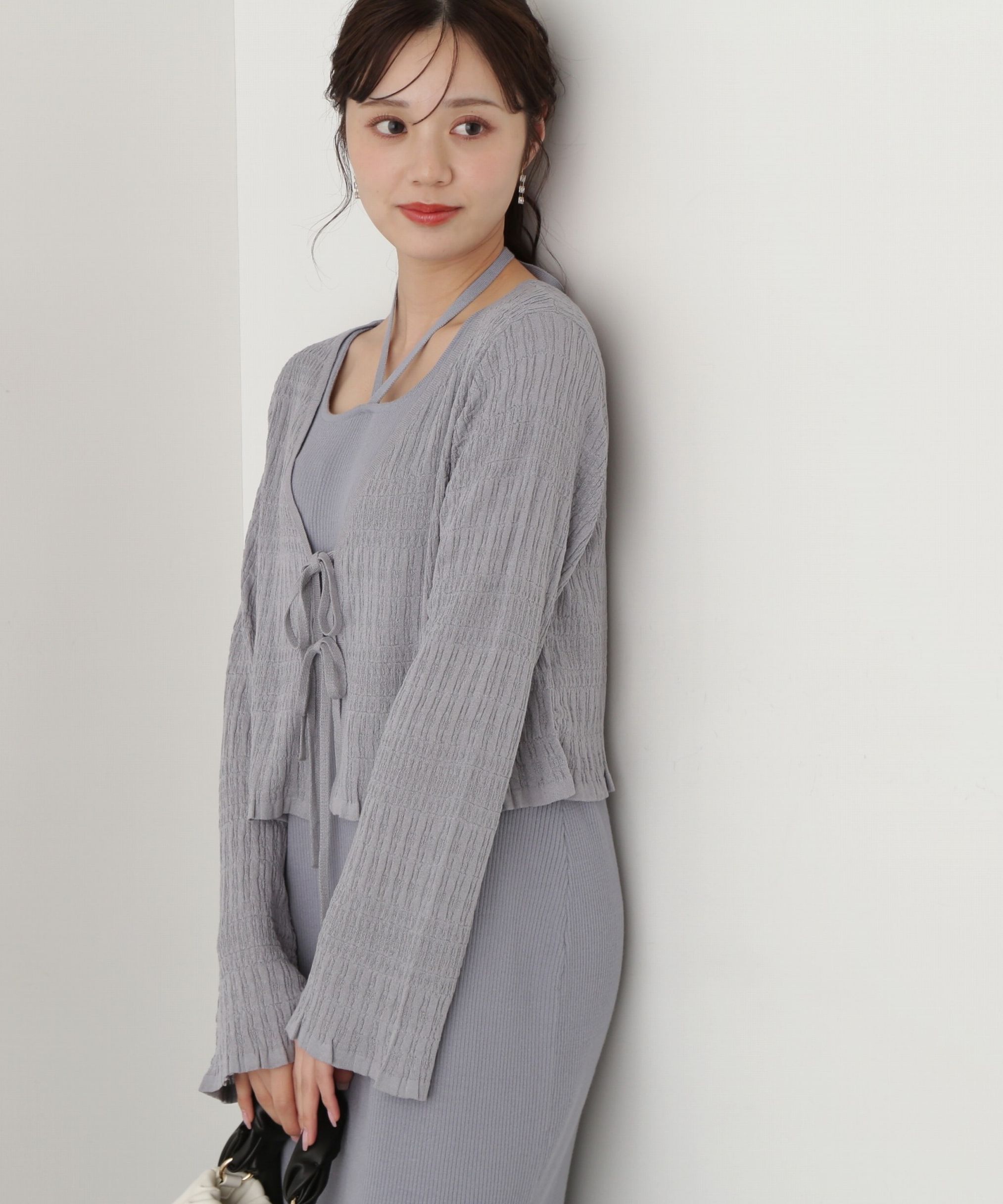 PROPORTION BODY DRESSING「《EDIT COLOGNE》シャーリング編みカーデセットニットワンピース」|ワンピース|