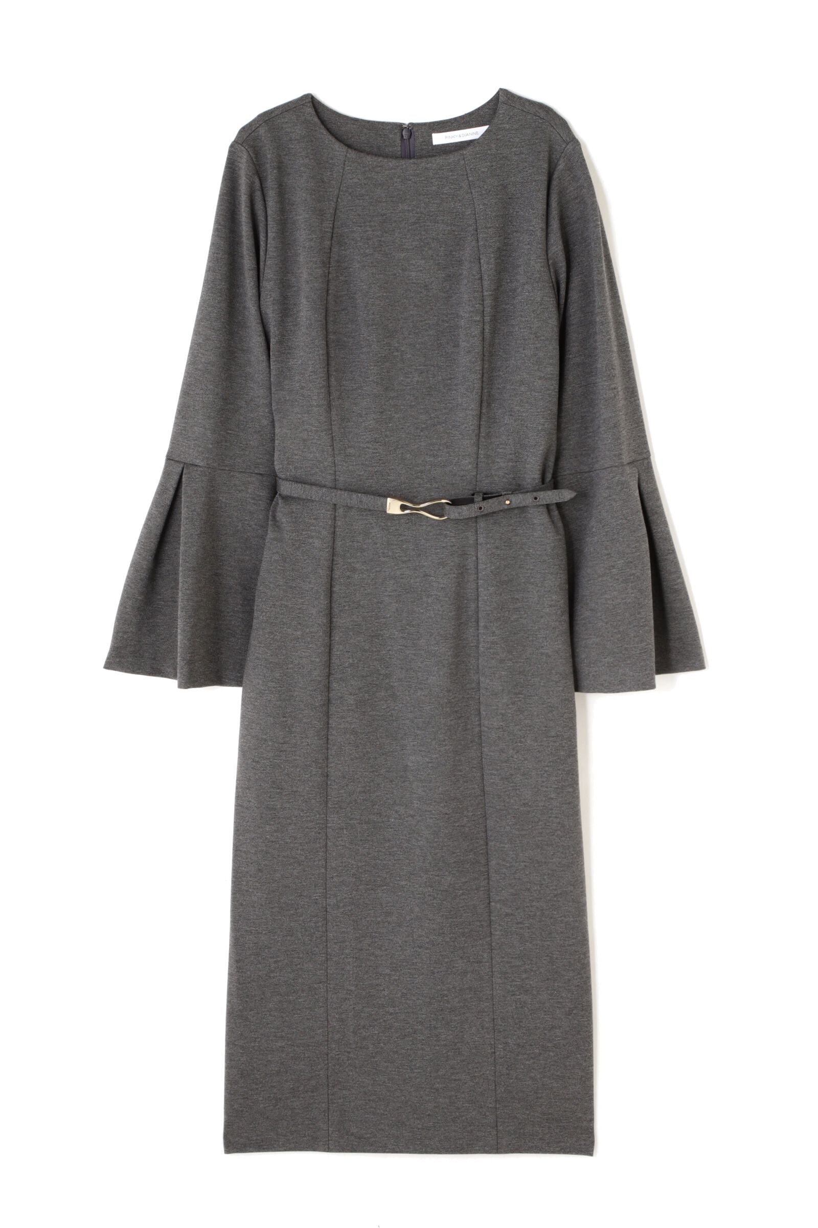  「◆ベルスリーブベルト付きワンピース」|ワンピース|グレー