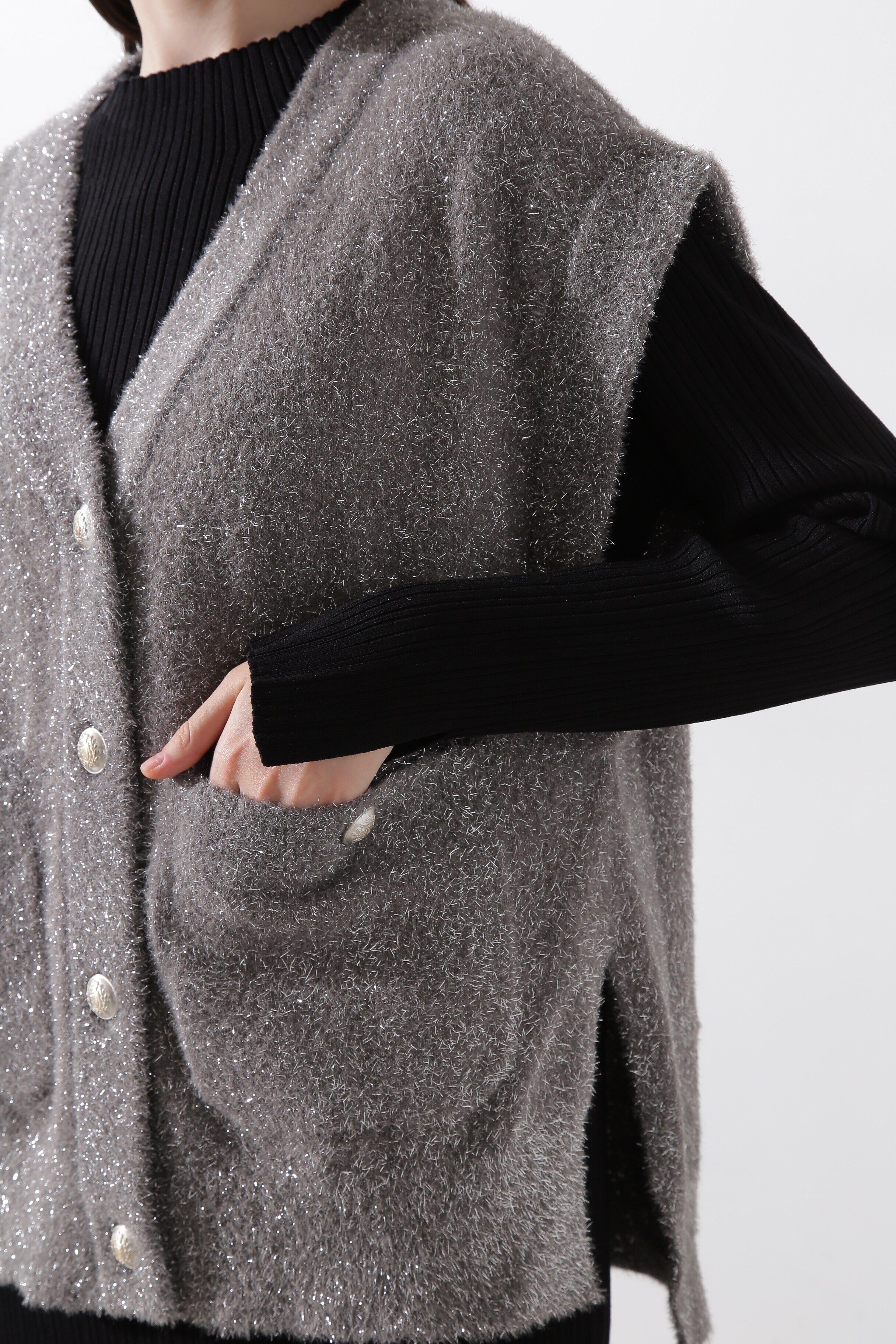  「ラメジレ付きニットワンピース」|ワンピース|