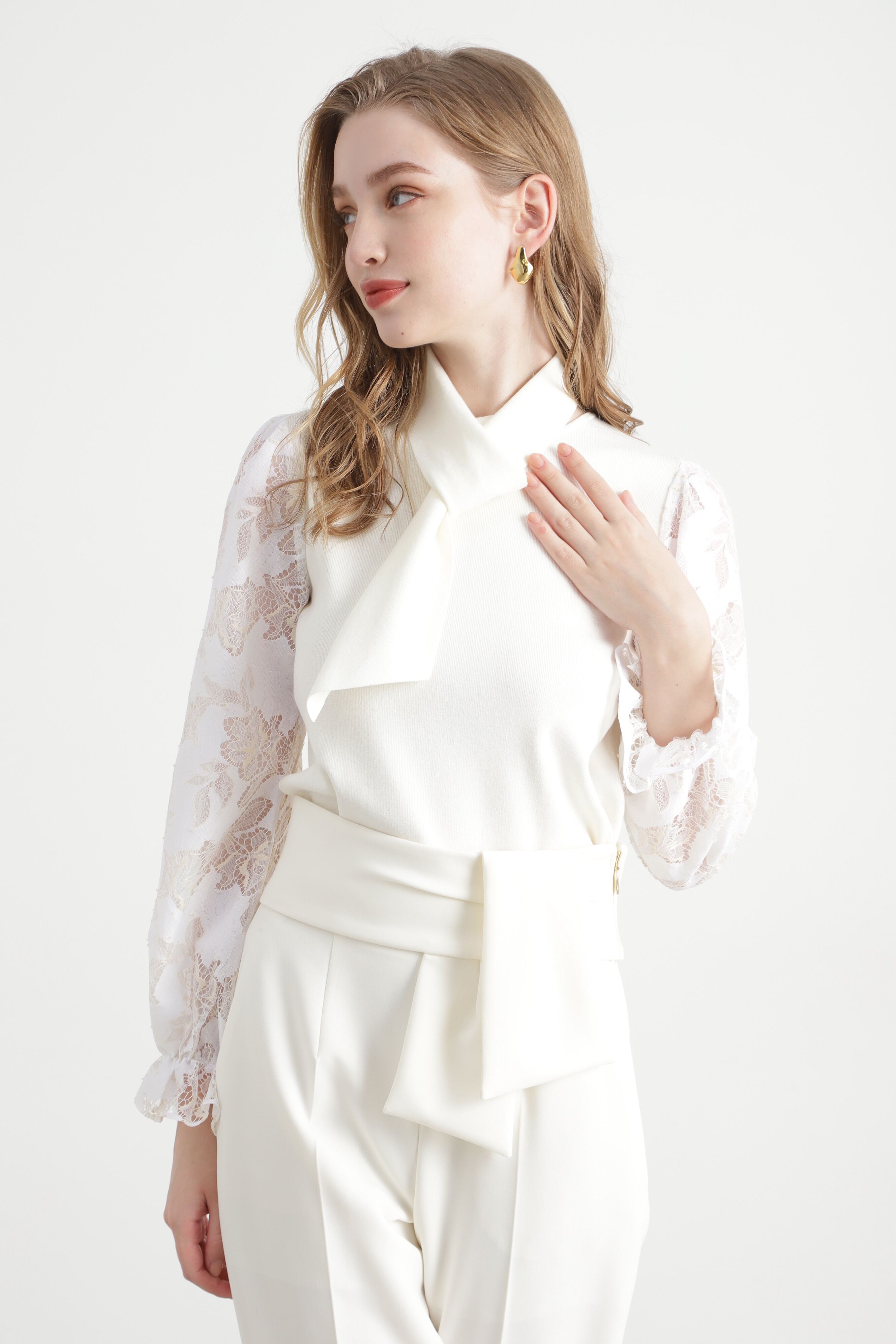  「◆レースコンビニットプルオーバー」|ニット・セーター|