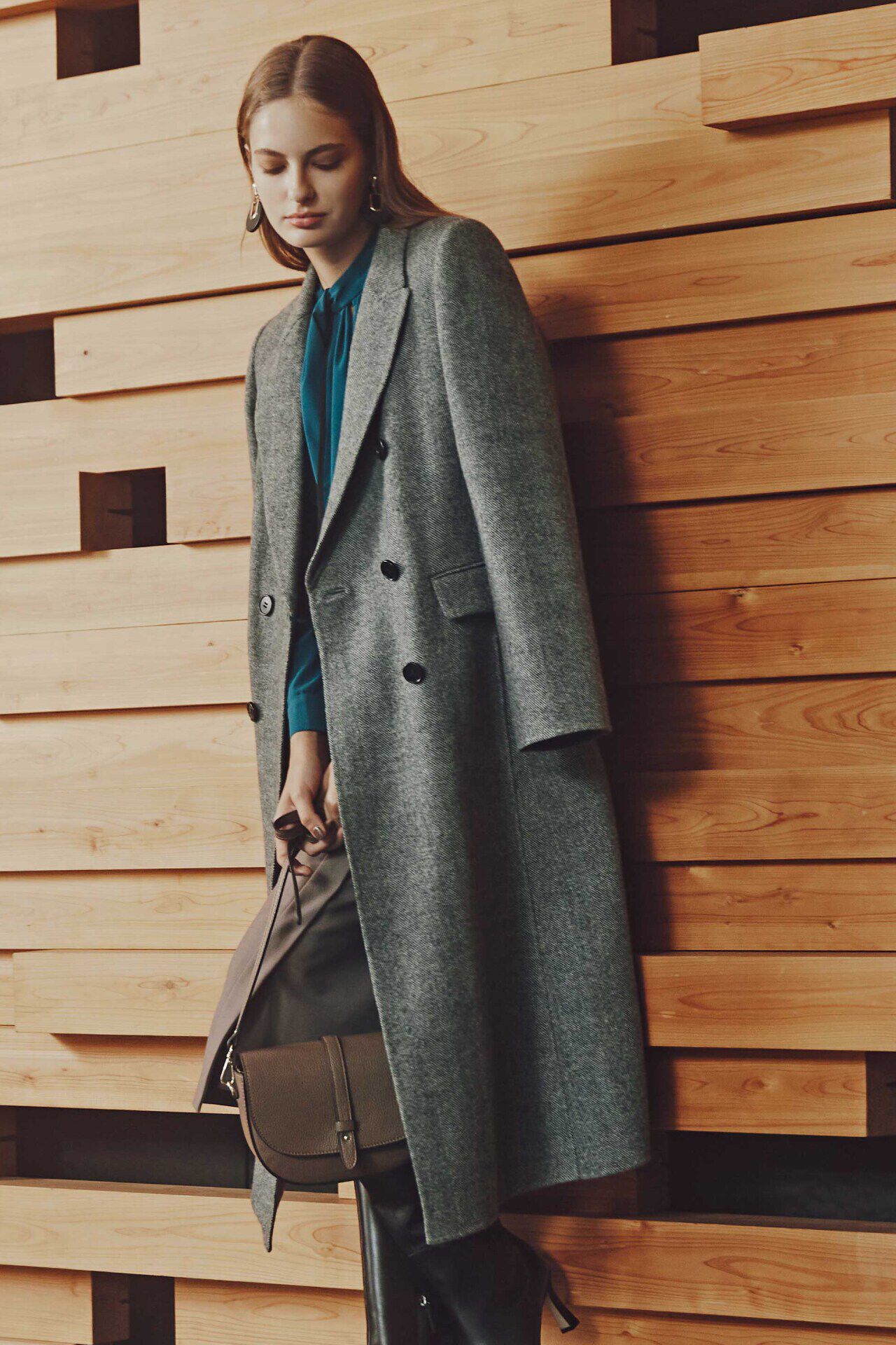  「ヘリンボンリバーコート」|その他|グレー