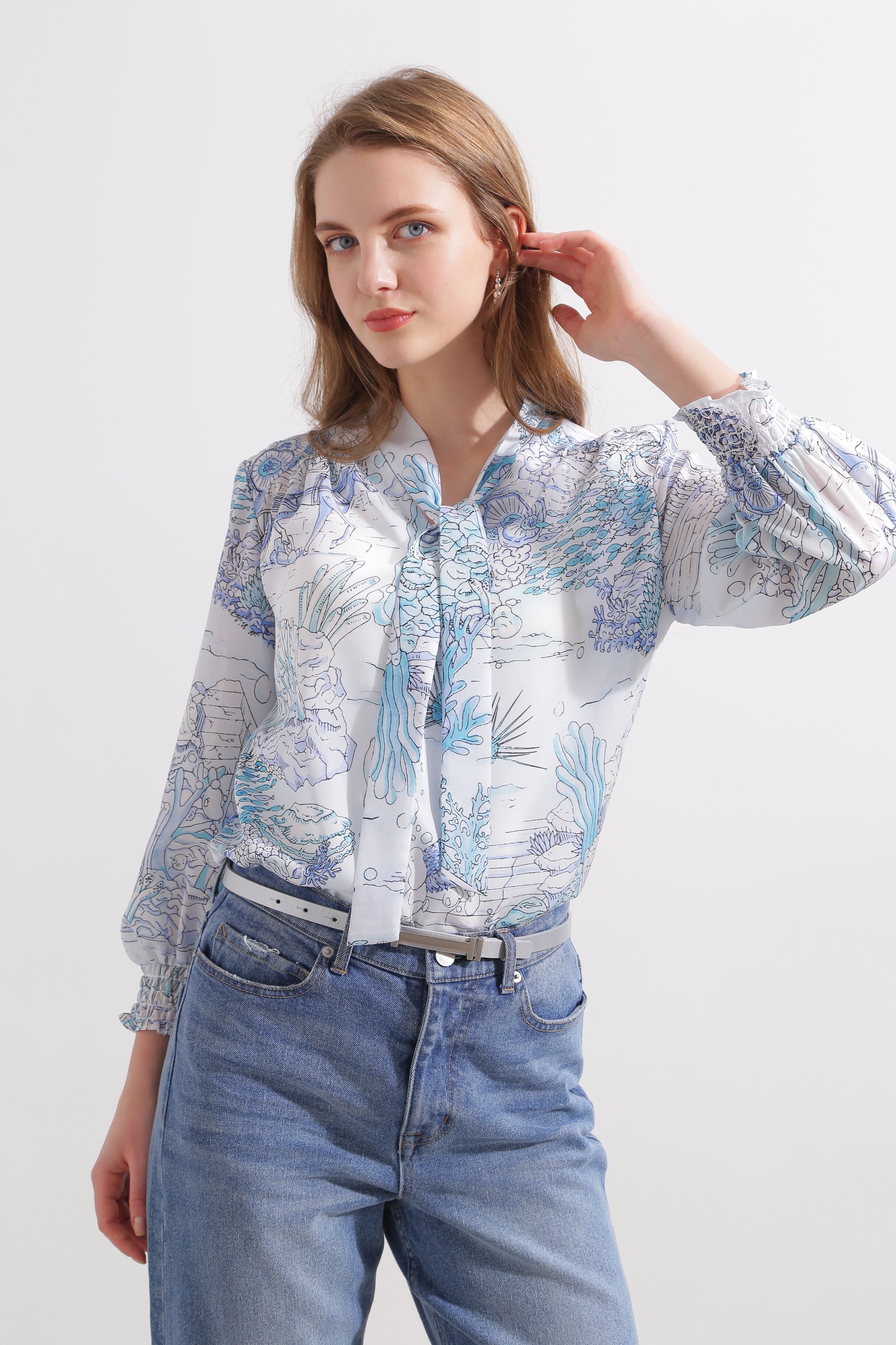  「◆ノーティカルプリントブラウス」|シャツ・ブラウス|