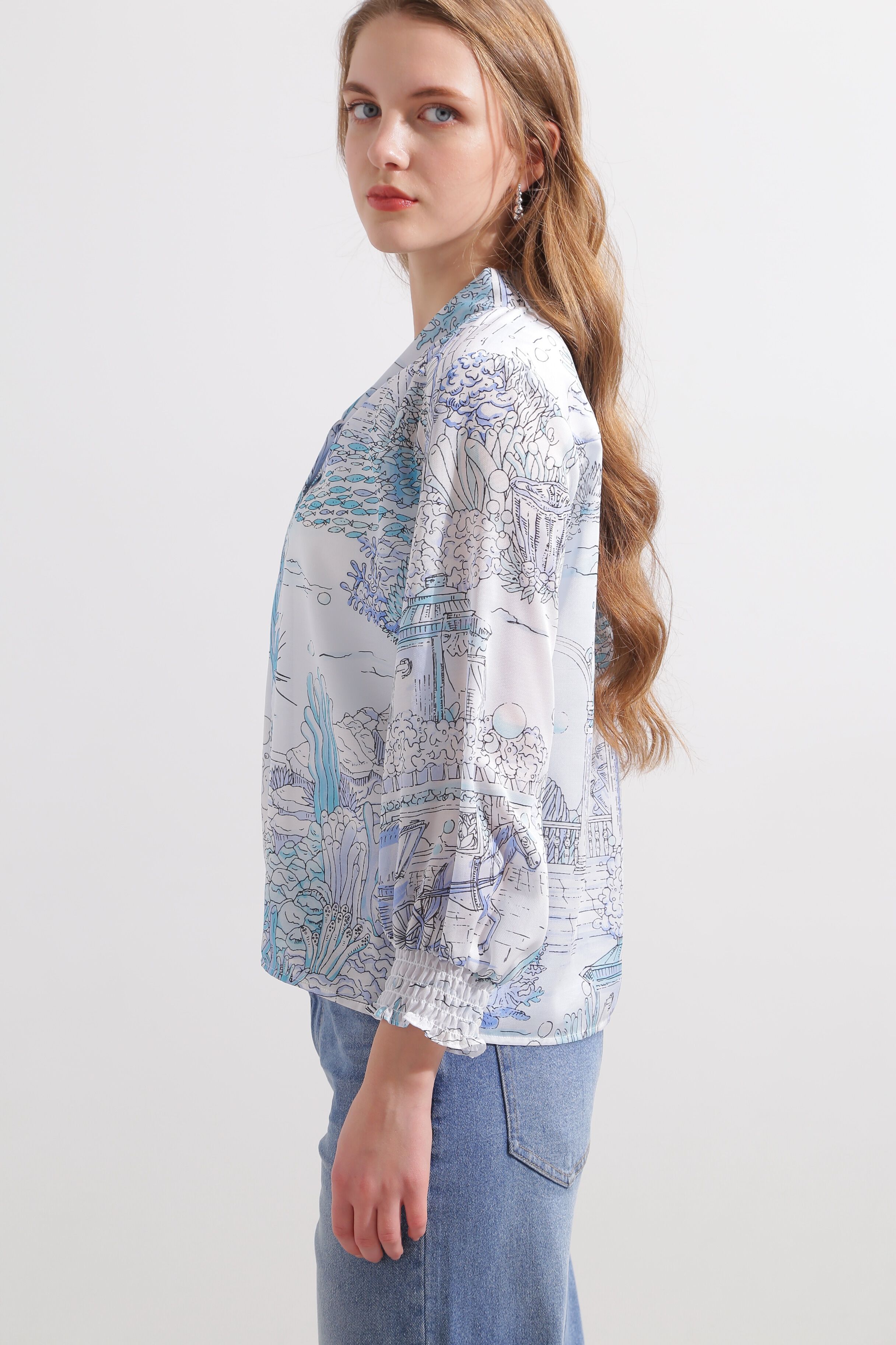  「◆ノーティカルプリントブラウス」|シャツ・ブラウス|