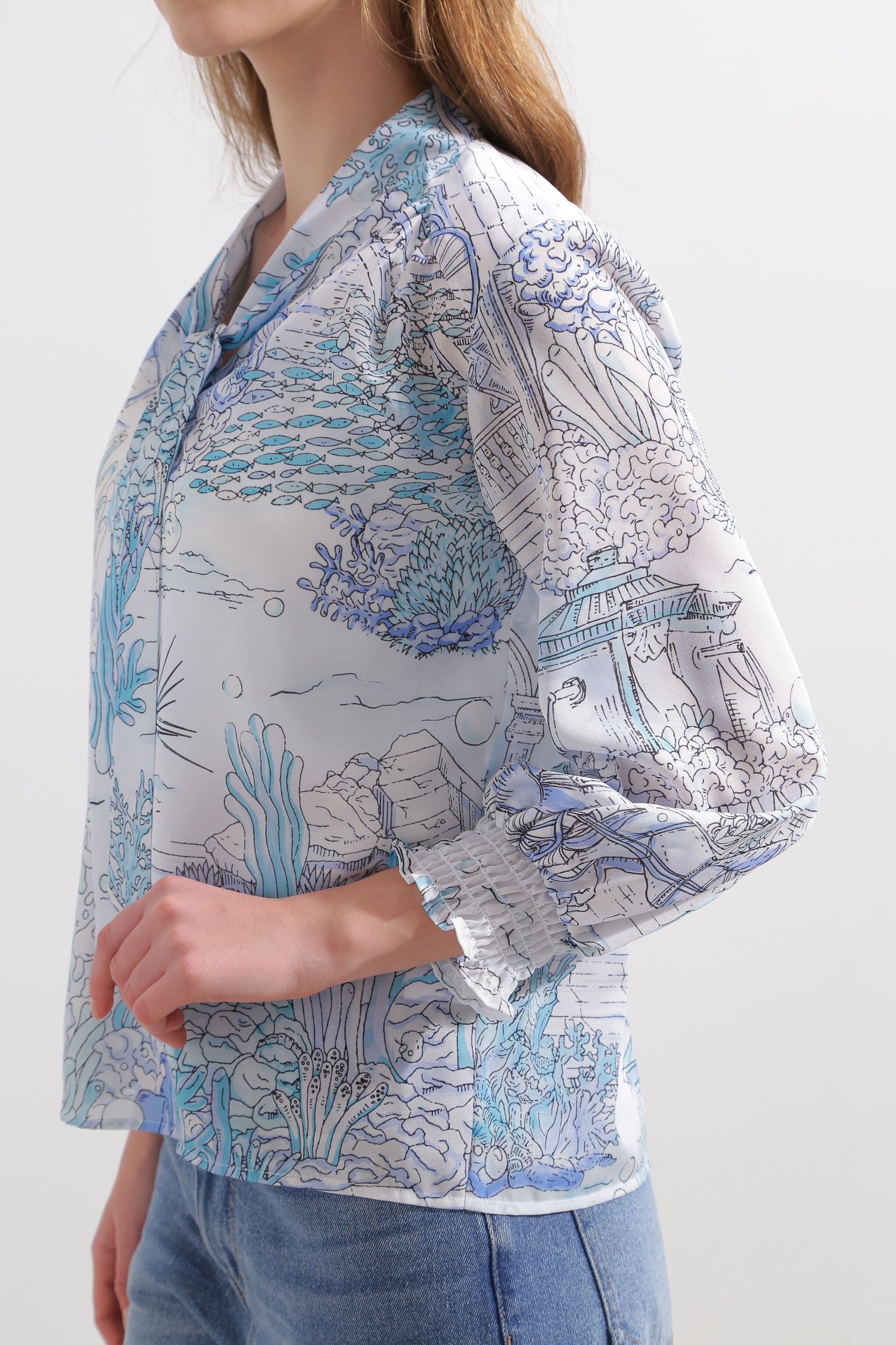  「◆ノーティカルプリントブラウス」|シャツ・ブラウス|