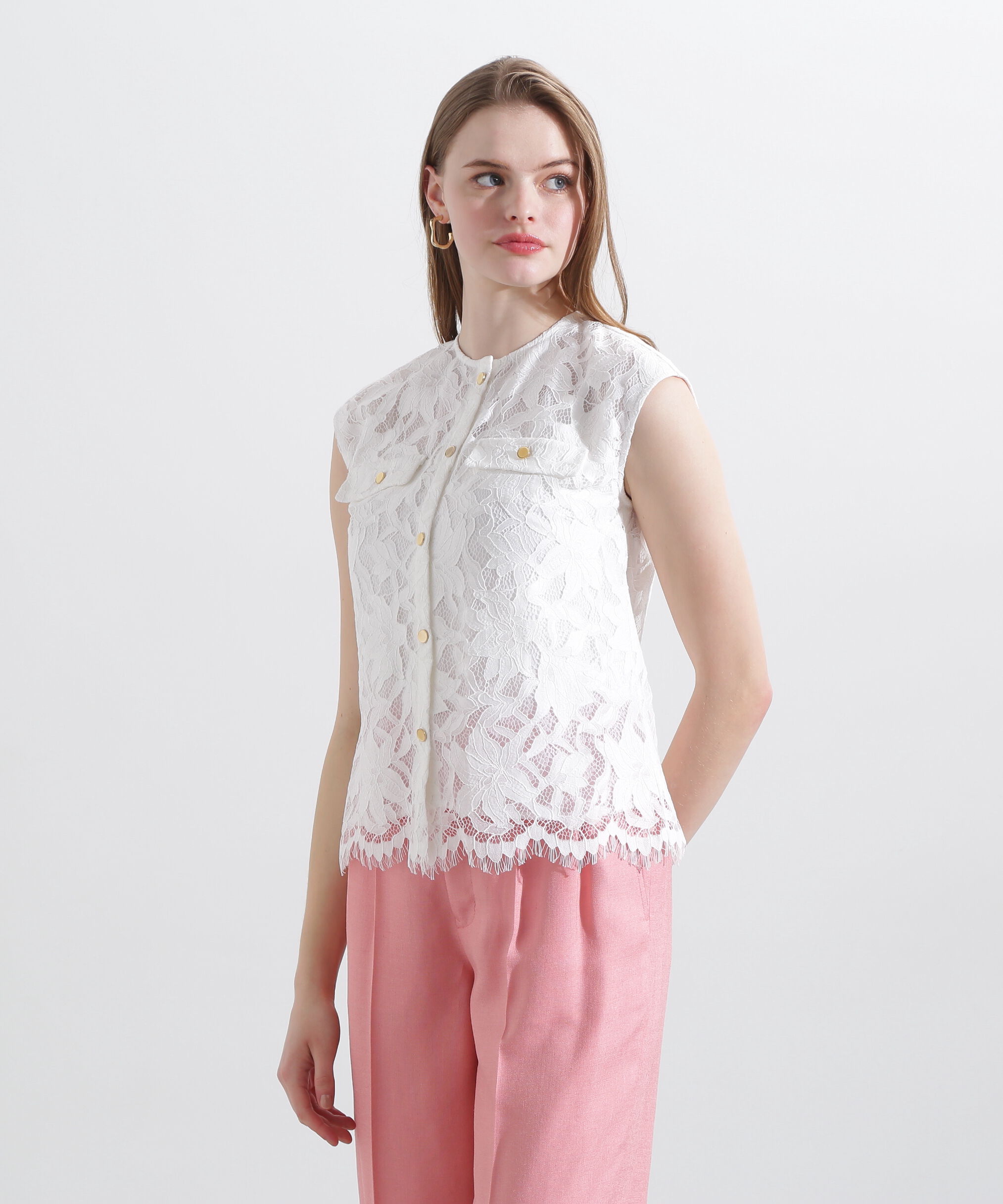  「◆フラップポケットレースブラウス」|シャツ・ブラウス|