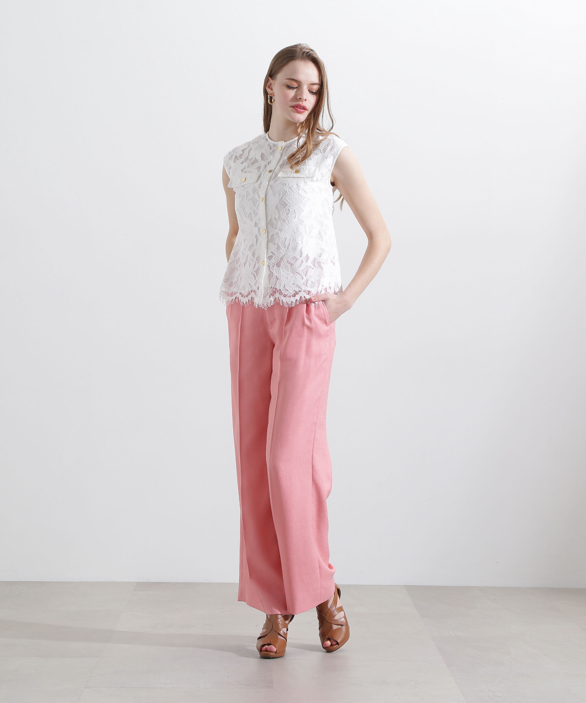  「◆フラップポケットレースブラウス」|シャツ・ブラウス|