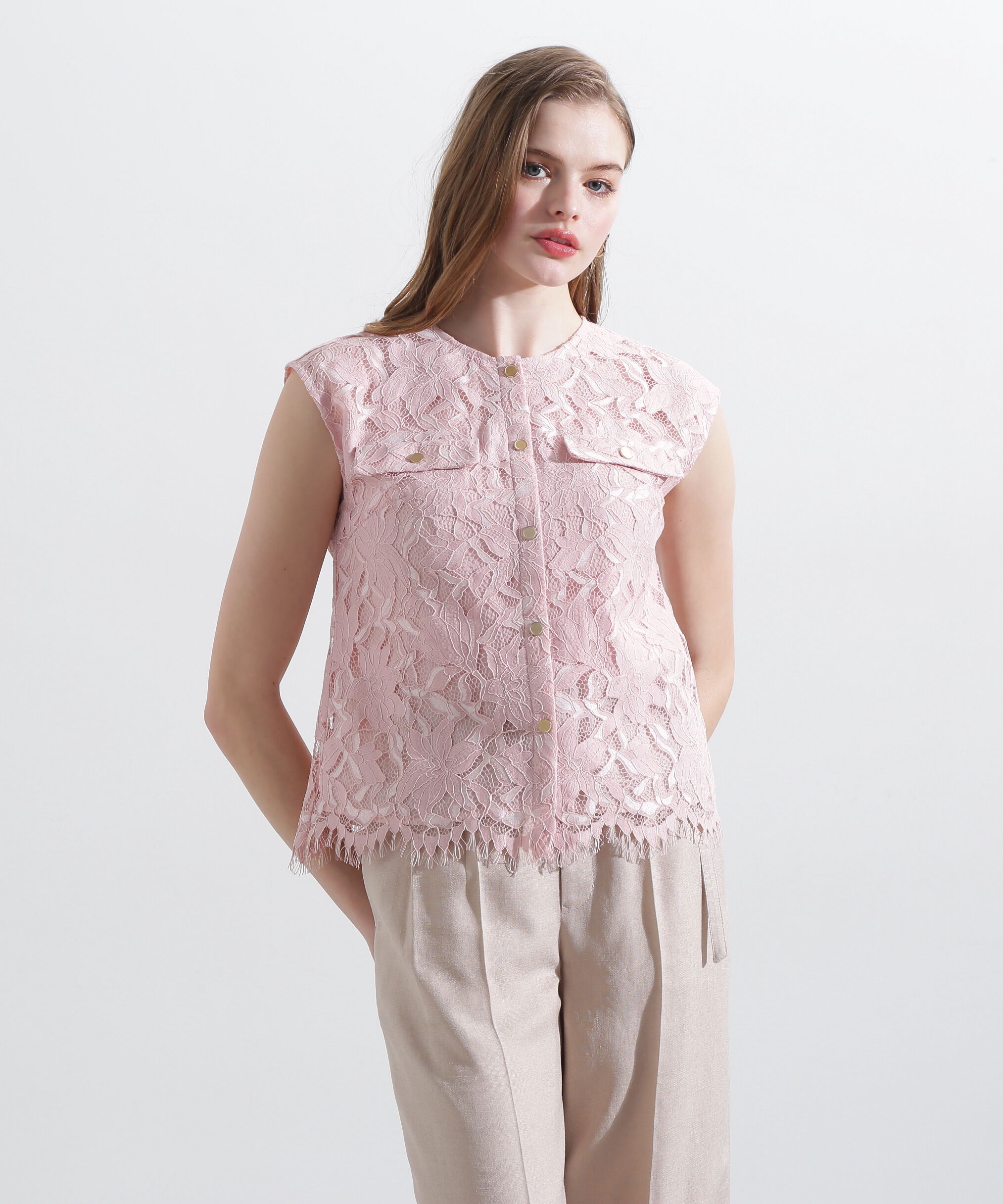  「◆フラップポケットレースブラウス」|シャツ・ブラウス|