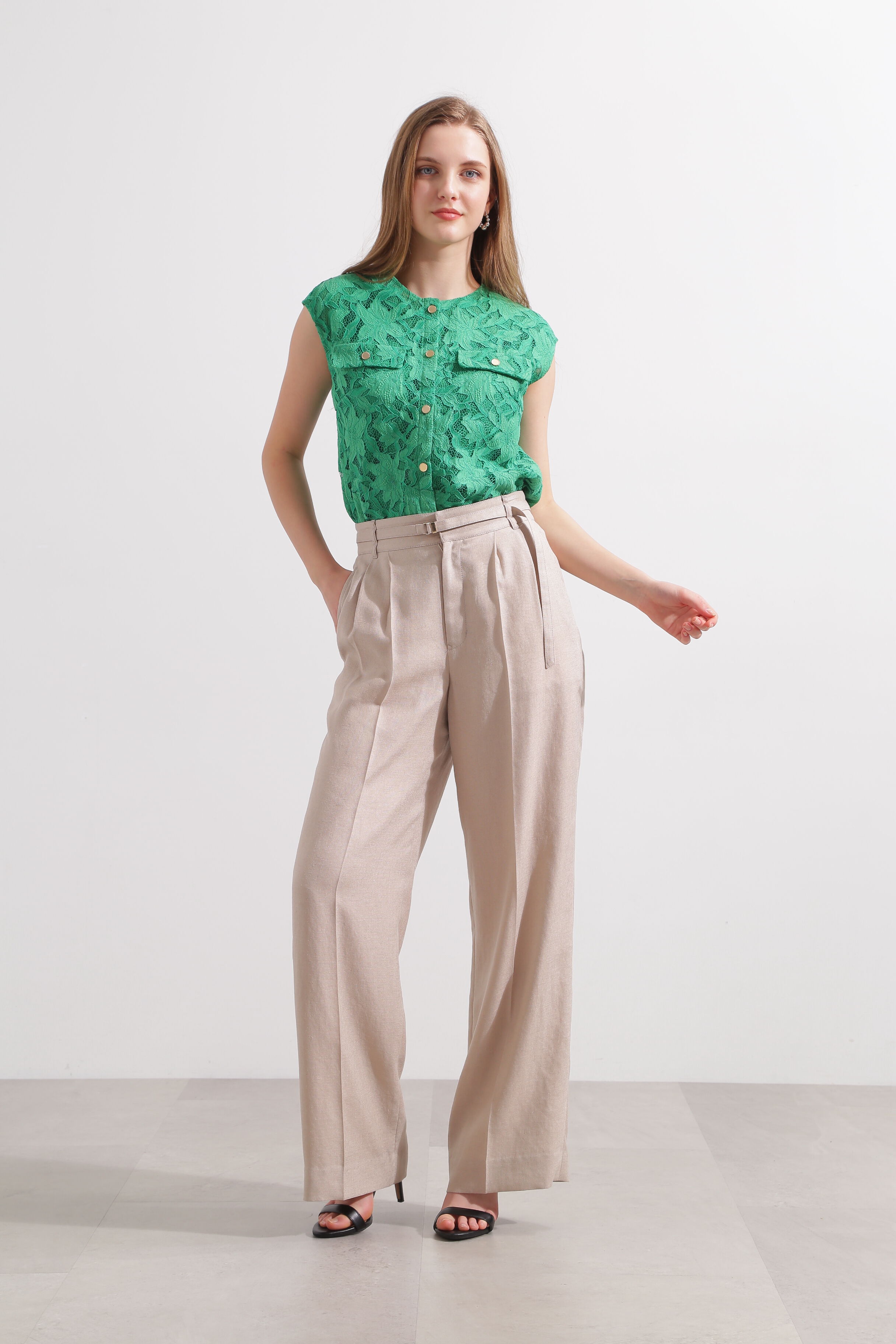  「◆フラップポケットレースブラウス」|シャツ・ブラウス|