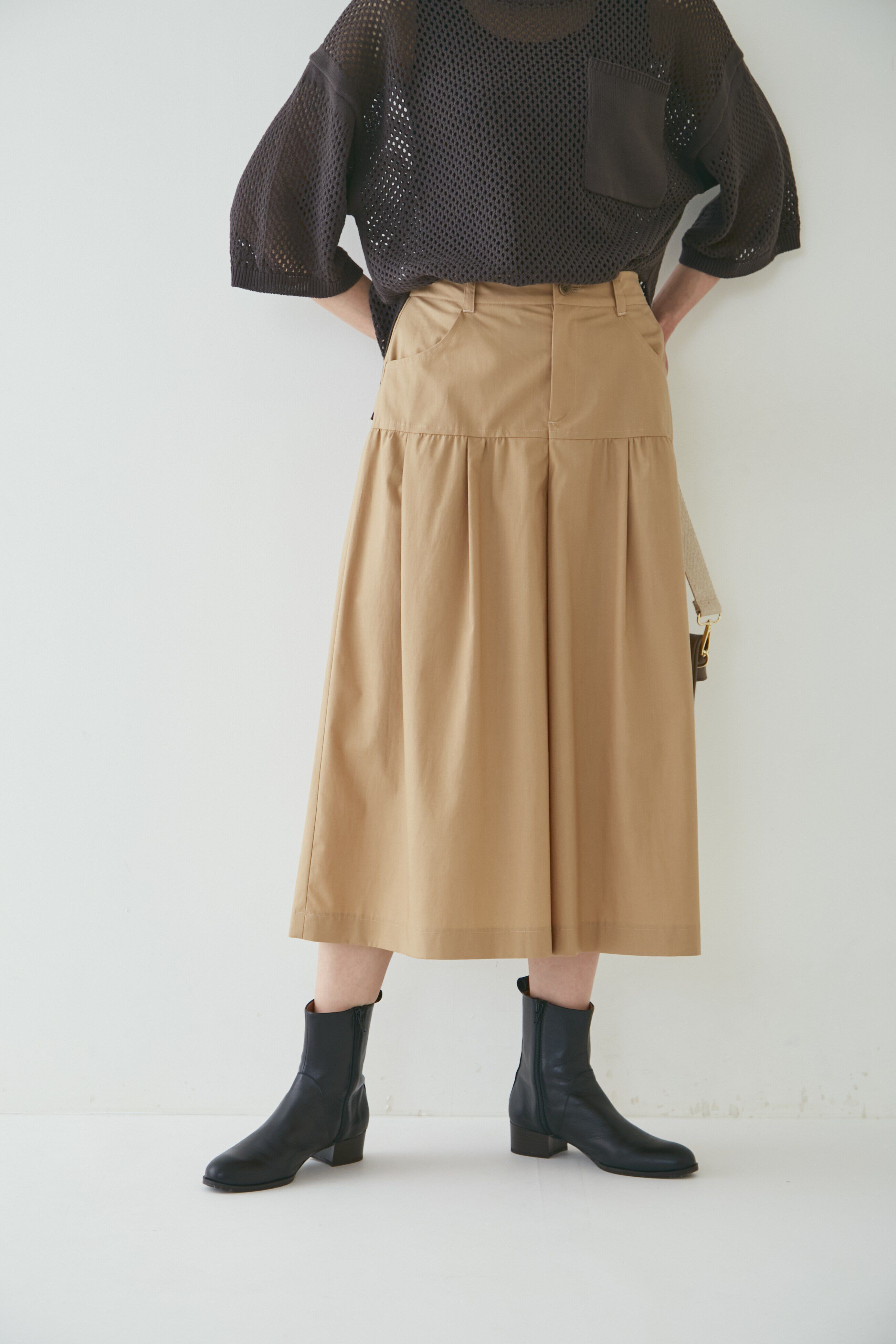 「◆ティアードキュロット」|スカート|ベージュ