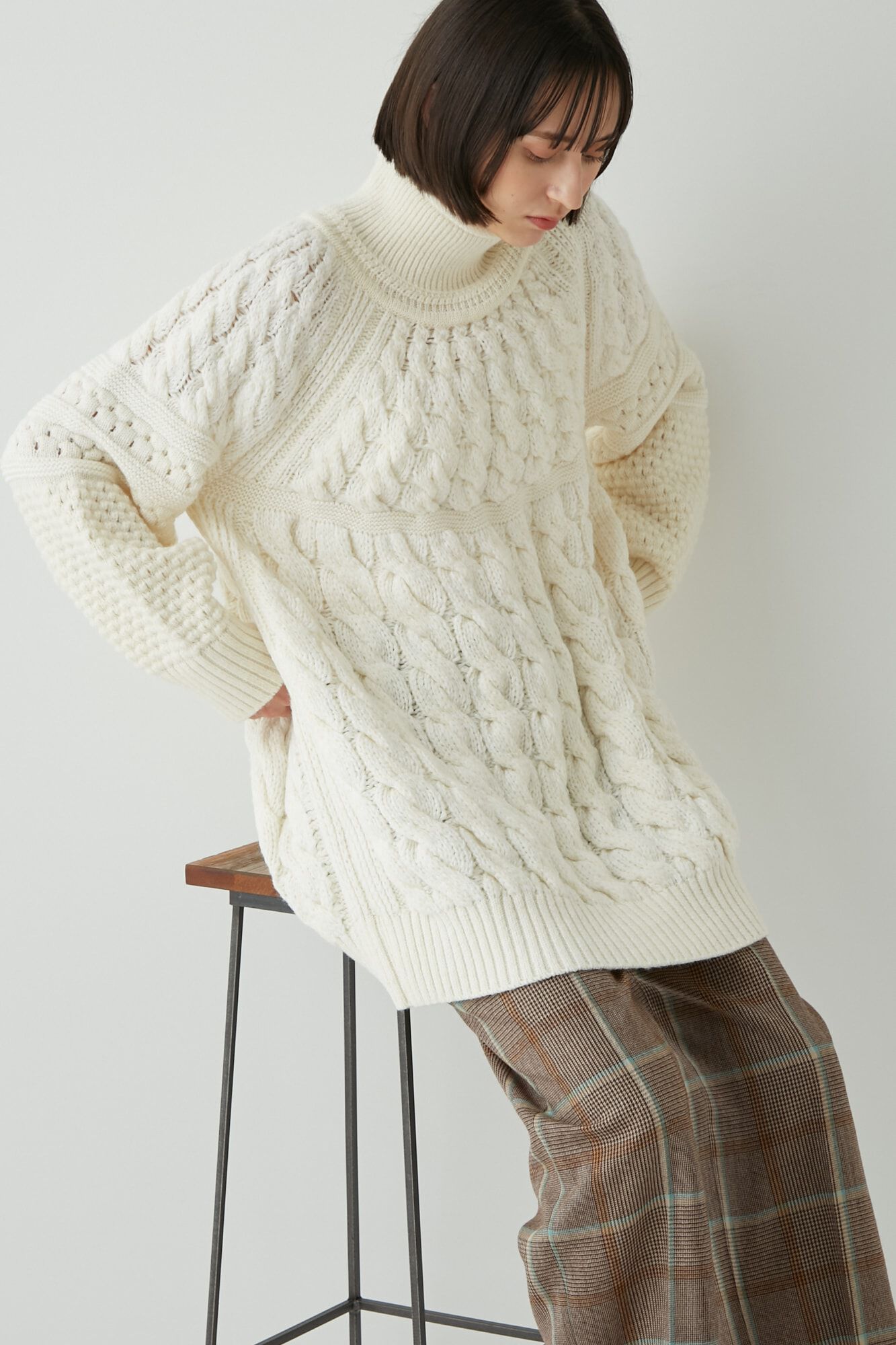  「◆ブソルコラボ　ケーブルニット」|ニット・セーター|アイボリー1