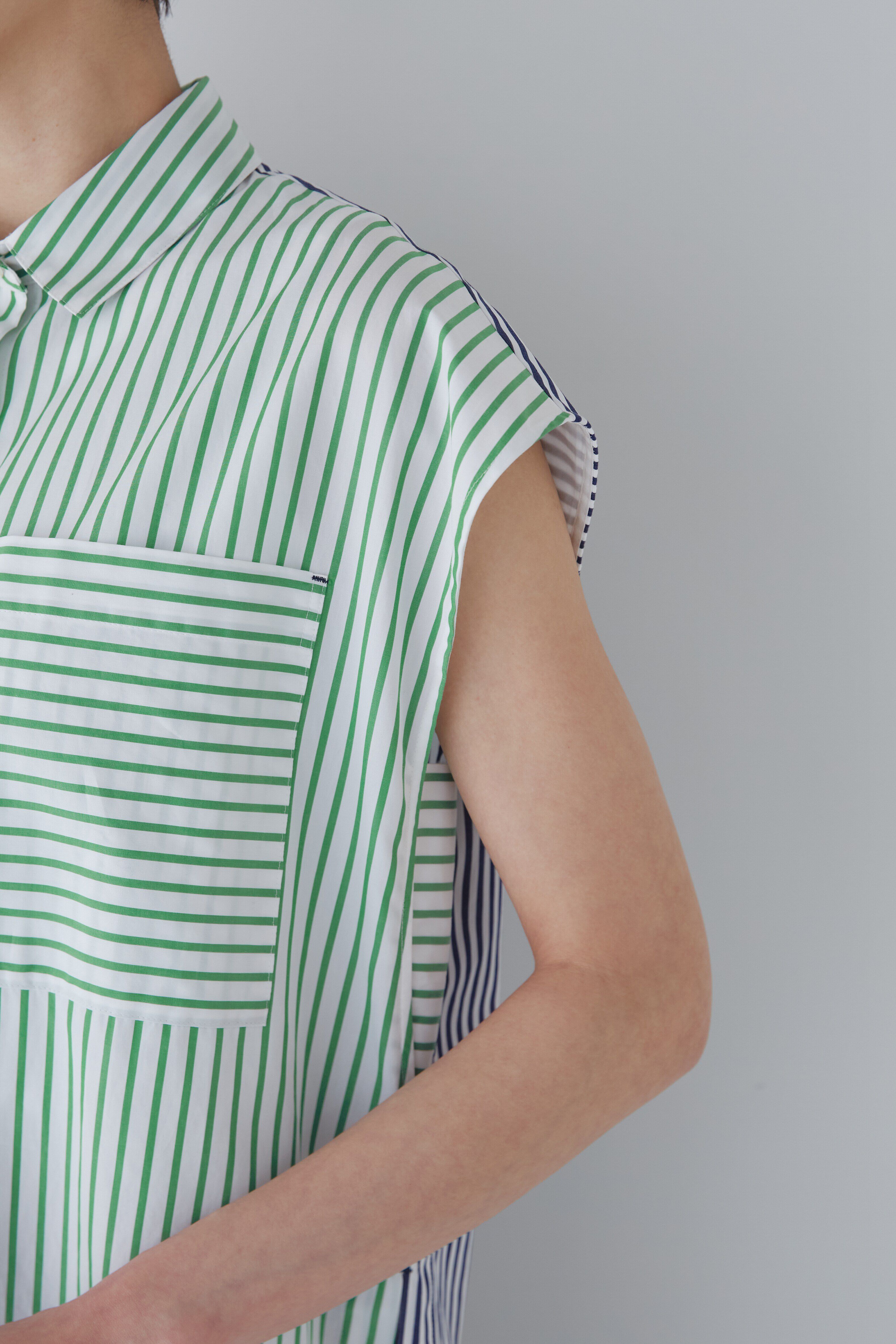  「◆バイカラーストライプブラウス」|シャツ・ブラウス|