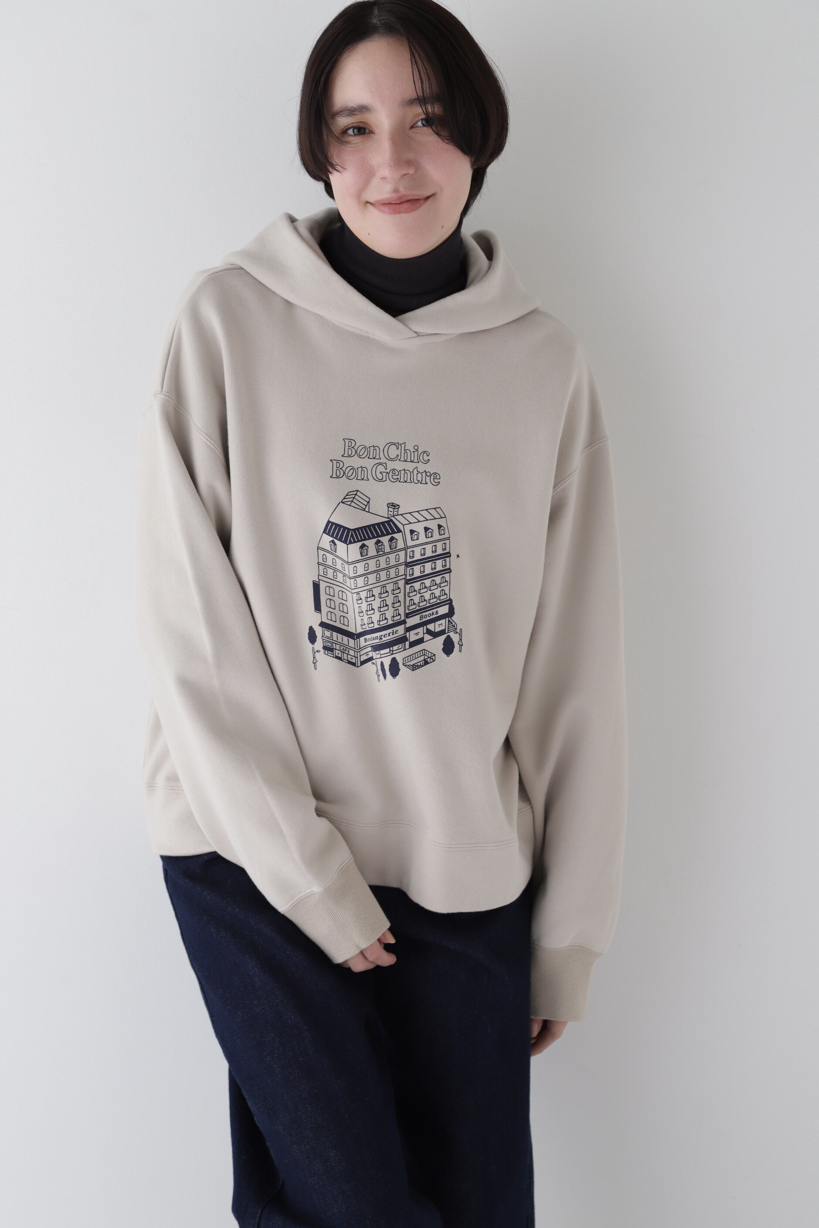  「Yunosukeコラボイラストプリントパーカー」|Tシャツ・カットソー|ベージュ