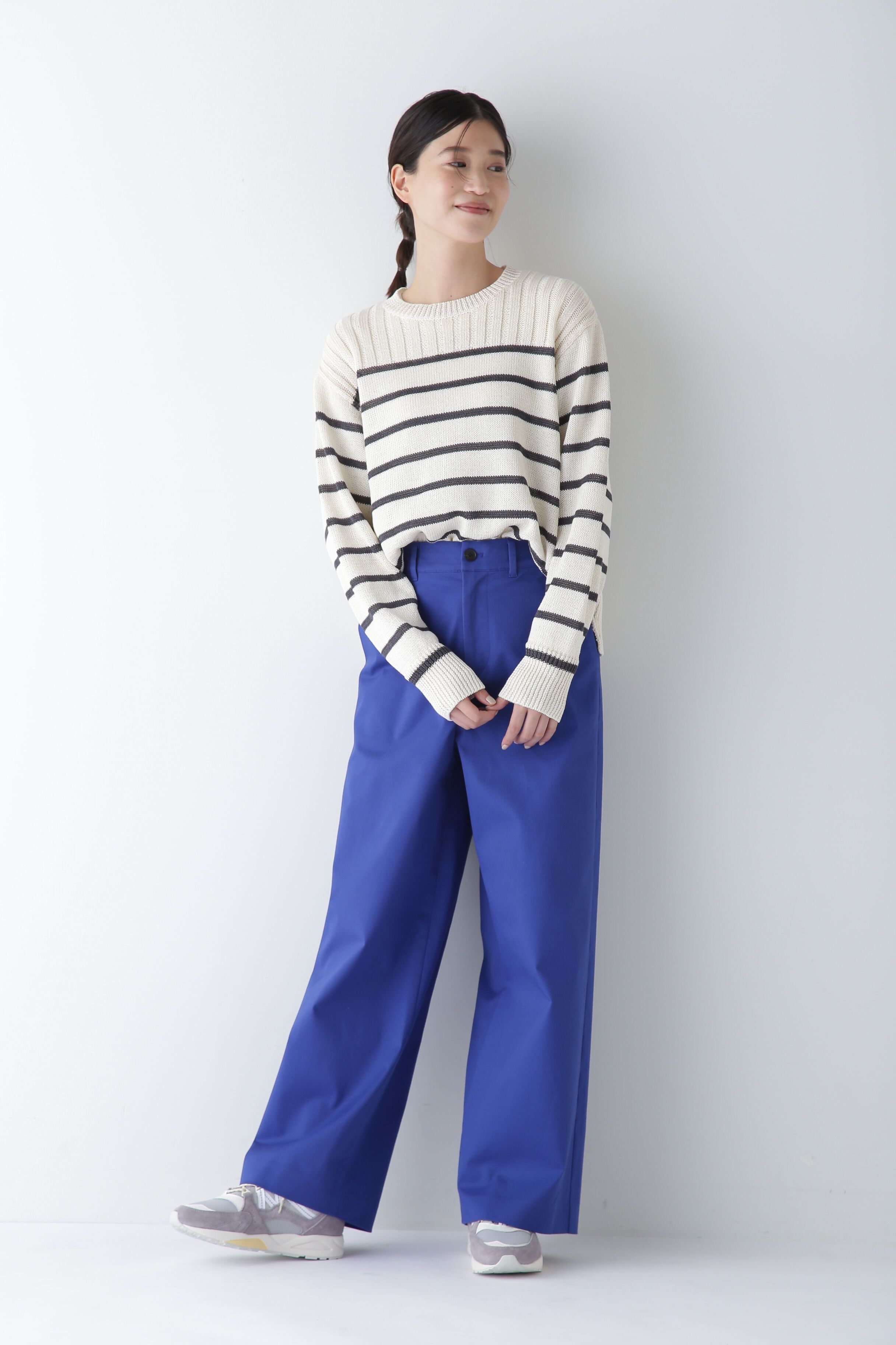  「◆【ウォッシャブル】ギマコットン編地コンビプルオーバー」|ニット・セーター|