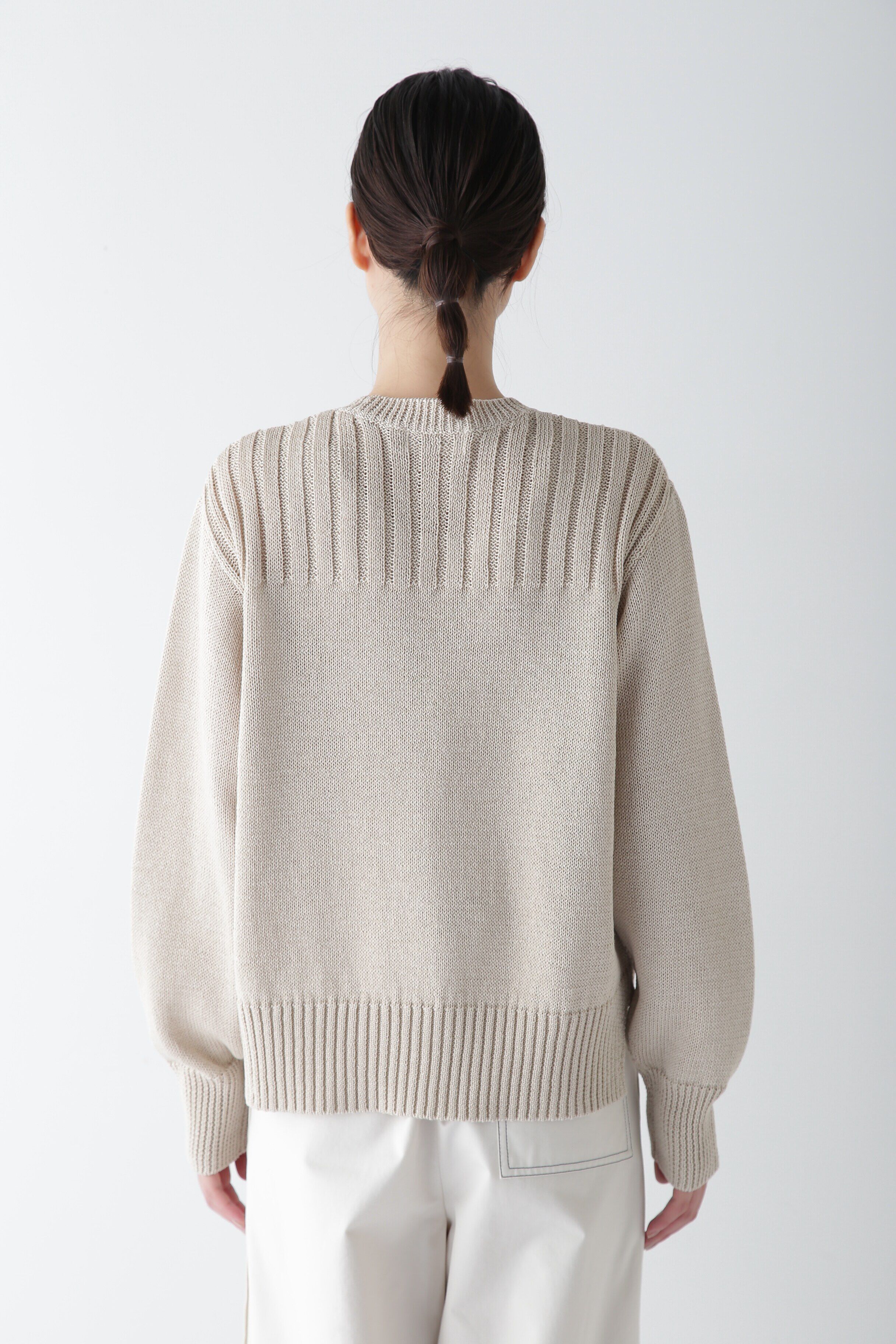  「◆【ウォッシャブル】ギマコットン編地コンビプルオーバー」|ニット・セーター|