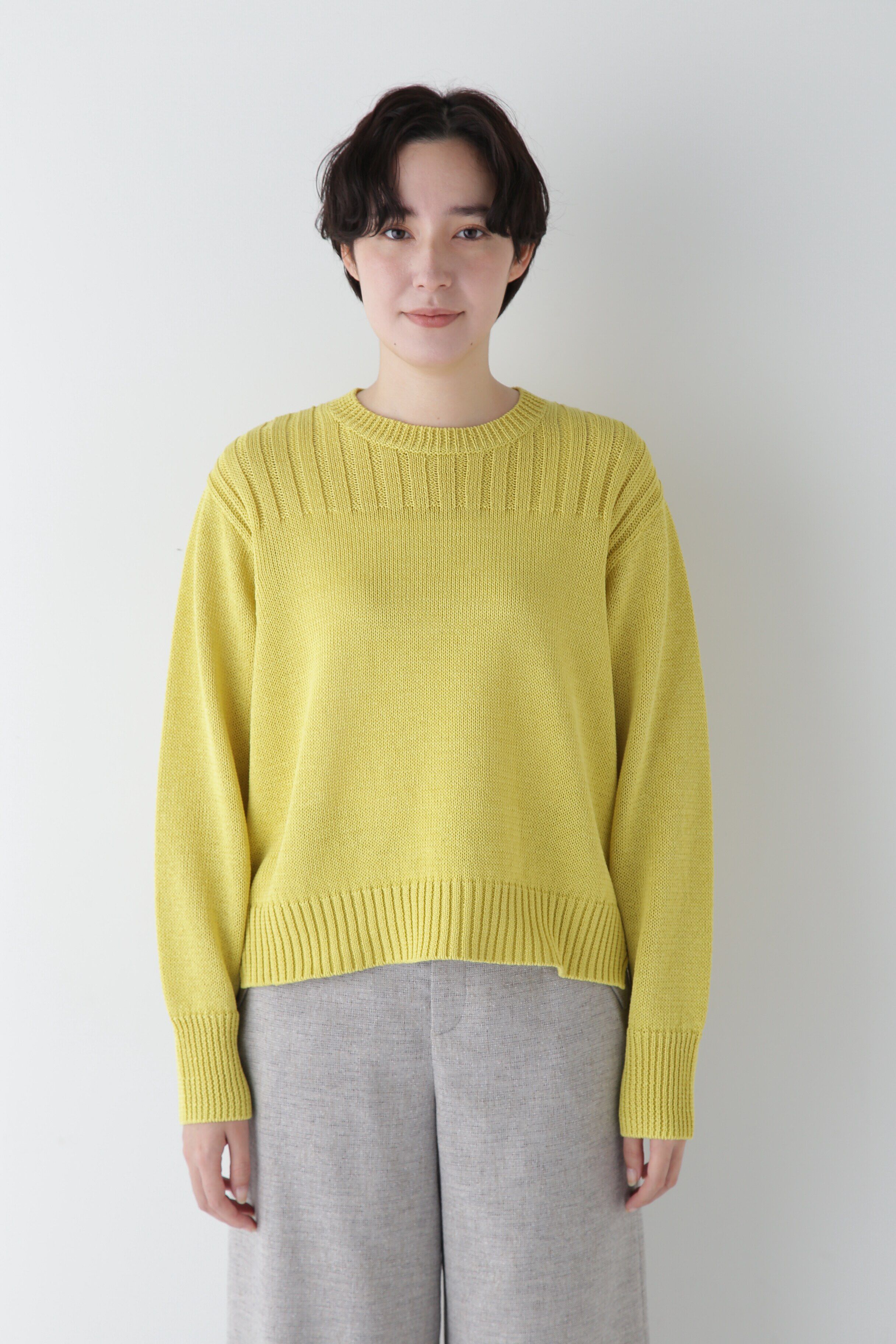  「◆【ウォッシャブル】ギマコットン編地コンビプルオーバー」|ニット・セーター|