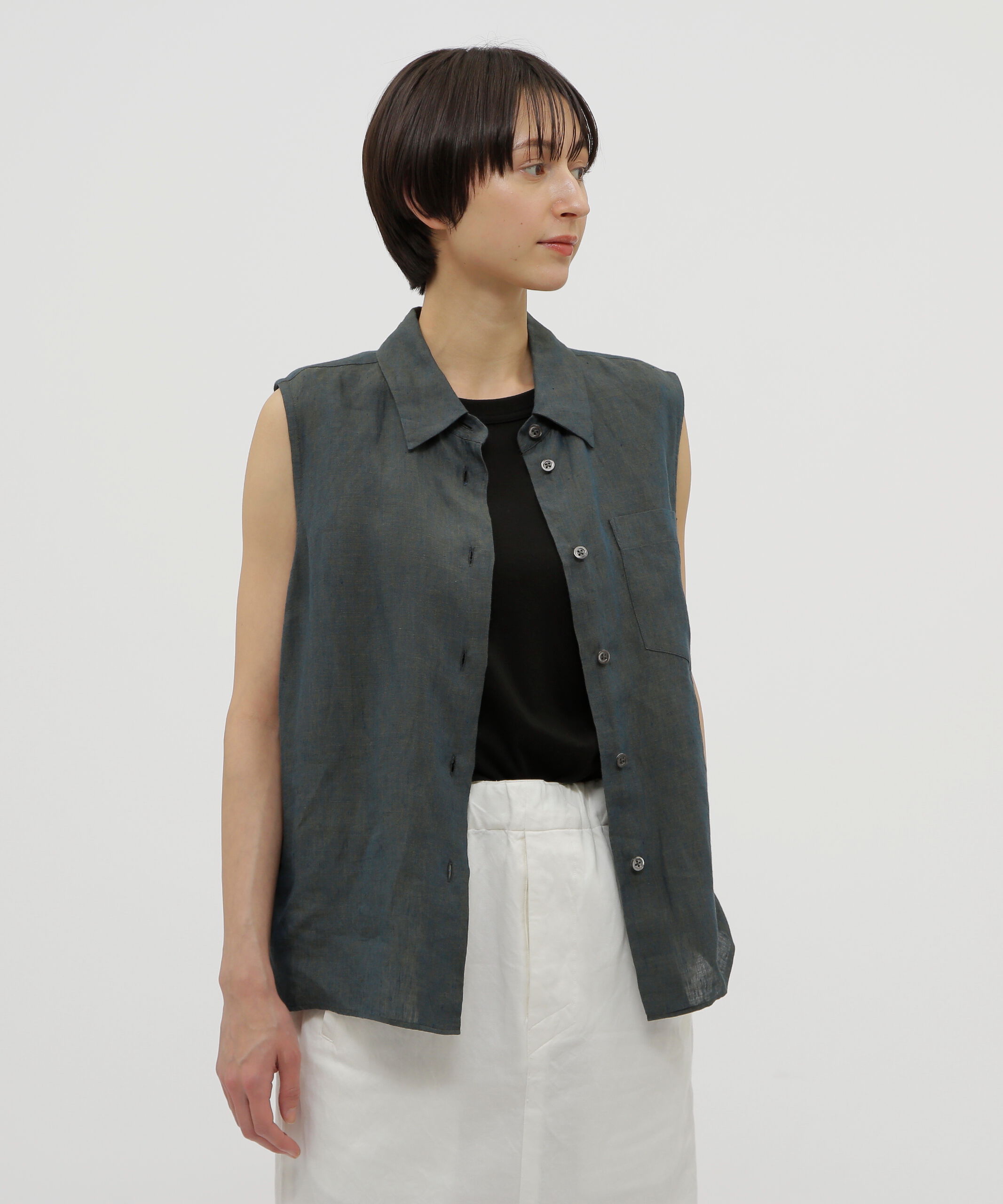  「LINEN CHAMBRAY SHIRT」|シャツ・ブラウス|DARK BLUE4