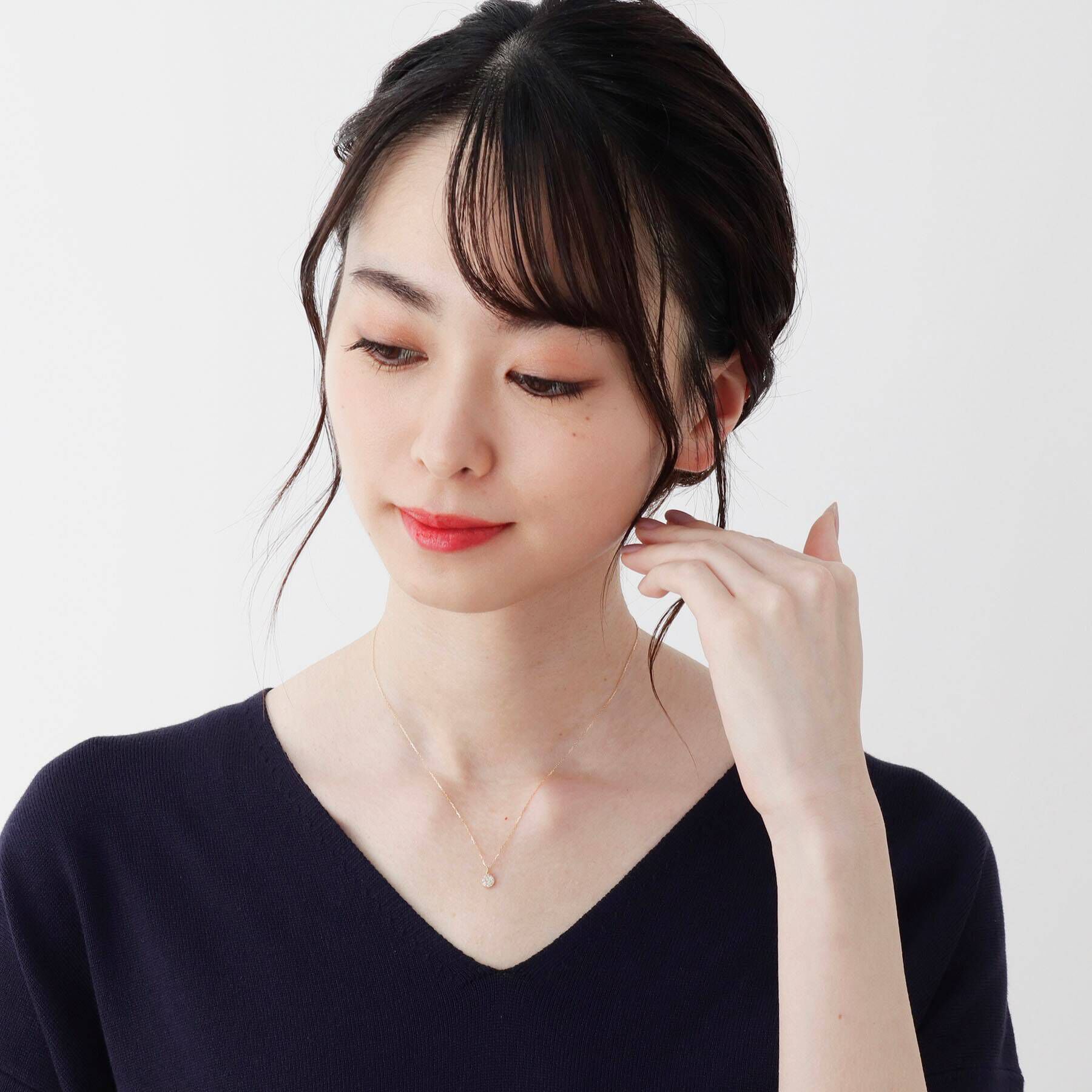 COCOSHNIK「K18ダイヤモンド ランダムパヴェ ラウンドネックレス」|ネックレス|