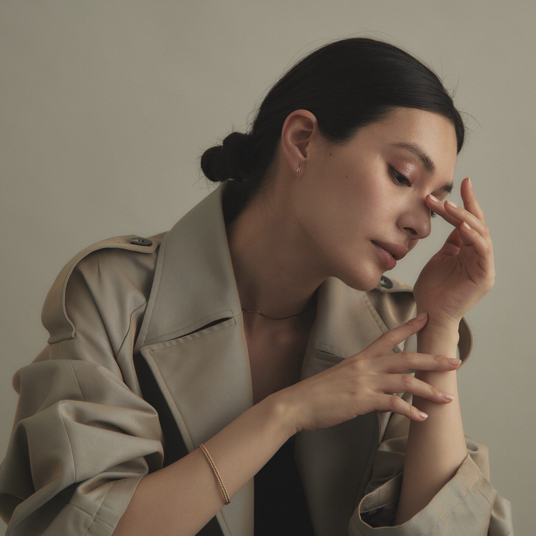 COCOSHNIK「K18ダイヤモンド ロングカットアズキチェーン スタッドピアス」|ピアス|