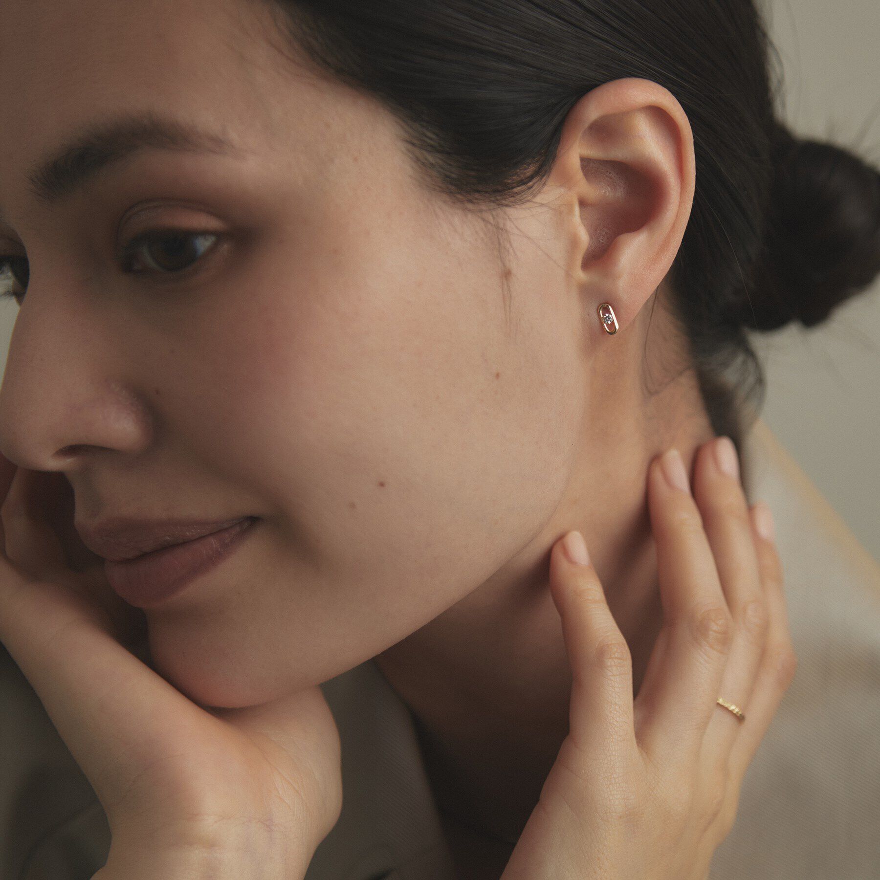 COCOSHNIK「K18ダイヤモンド ロングカットアズキチェーン スタッドピアス」|ピアス|