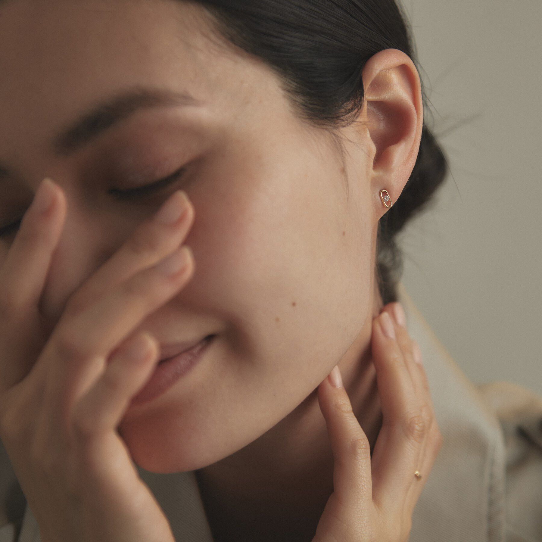 COCOSHNIK「K18ダイヤモンド ロングカットアズキチェーン スタッドピアス」|ピアス|