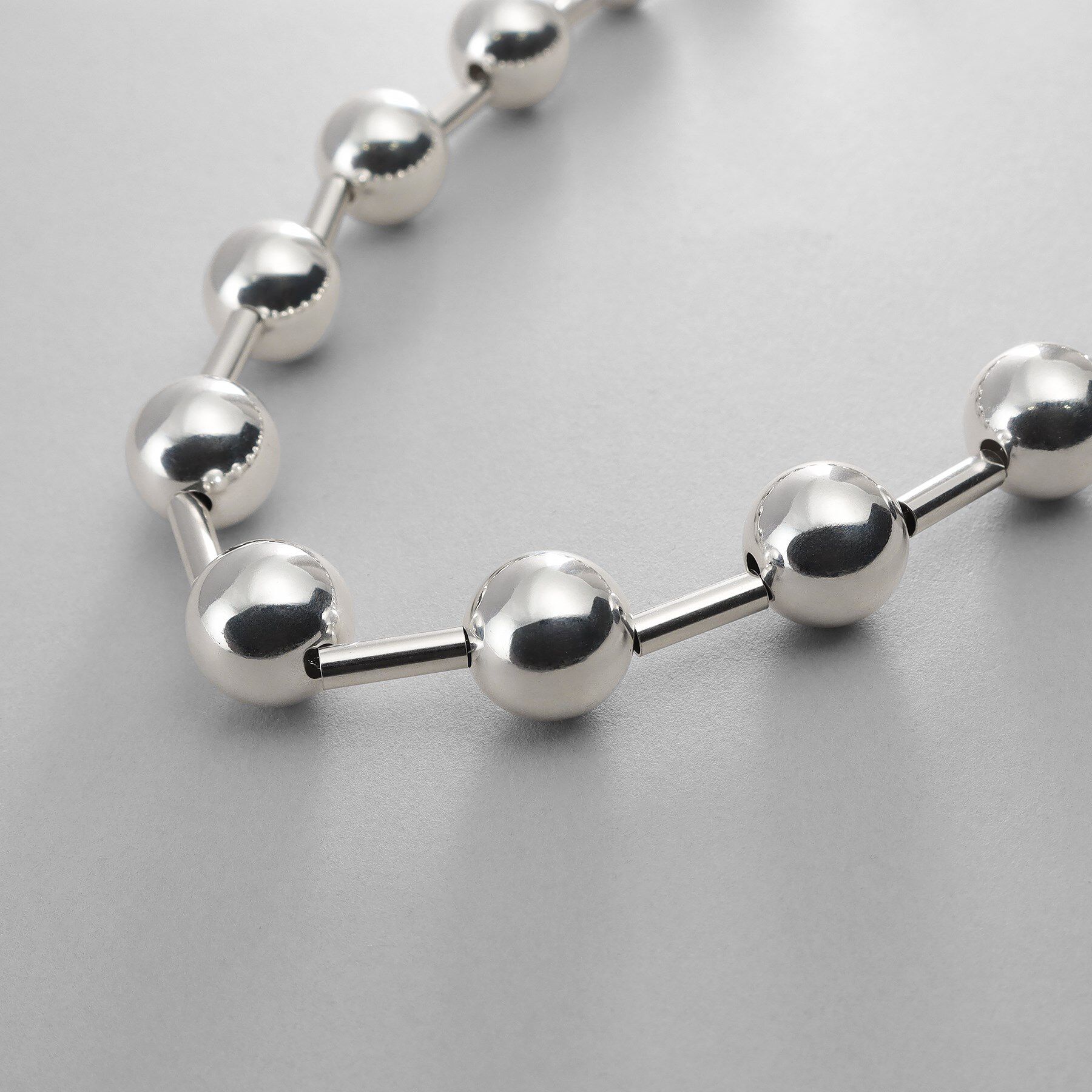 COCOSHNIK ONKITSCH「シルバー ホロウボールコネクテッド ネックレス」|ネックレス|