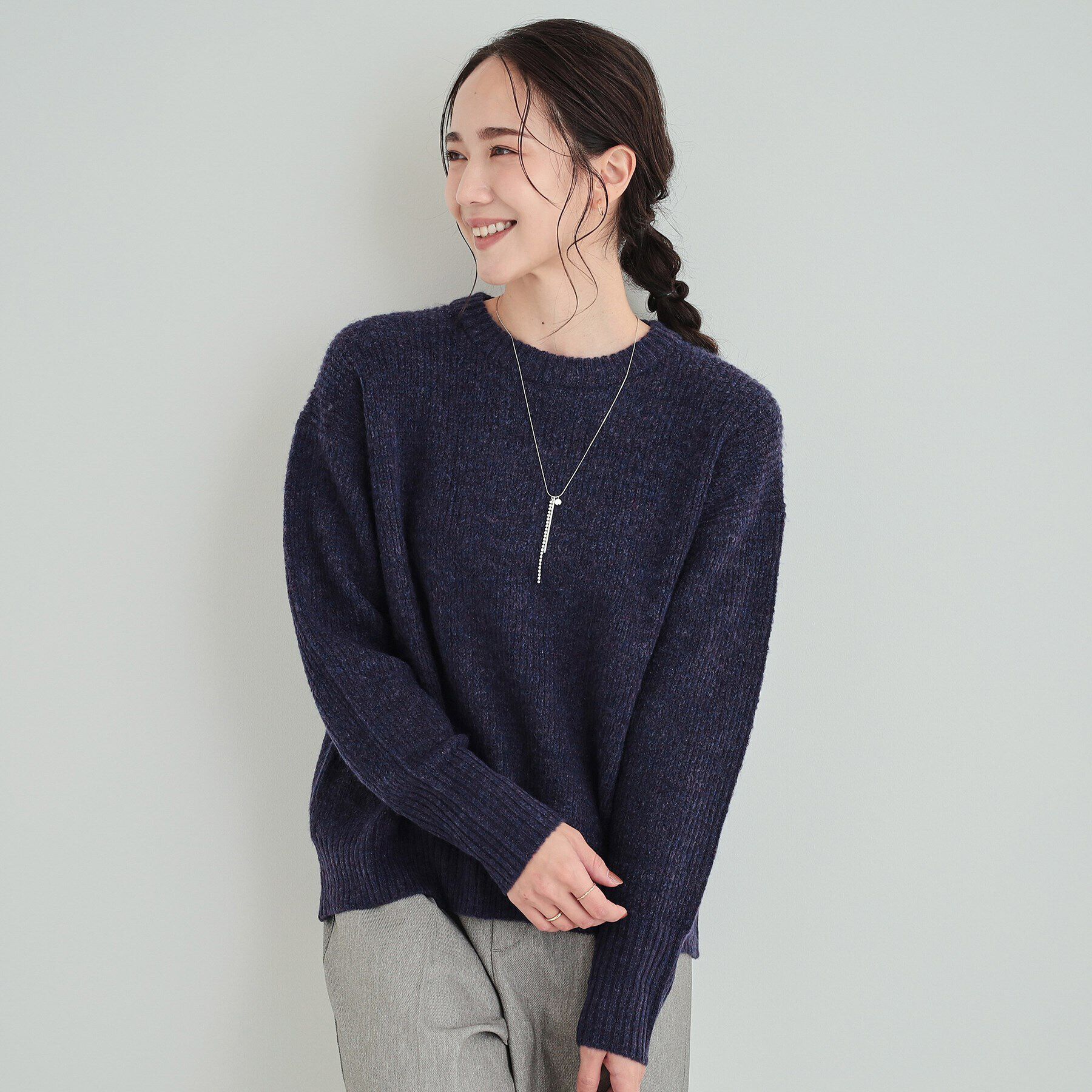 SHOO･LA･RUE「【高レビュー】大人フェミニン ふわふわ畦編み ゆるニット」|ニット・セーター|パープル(083)