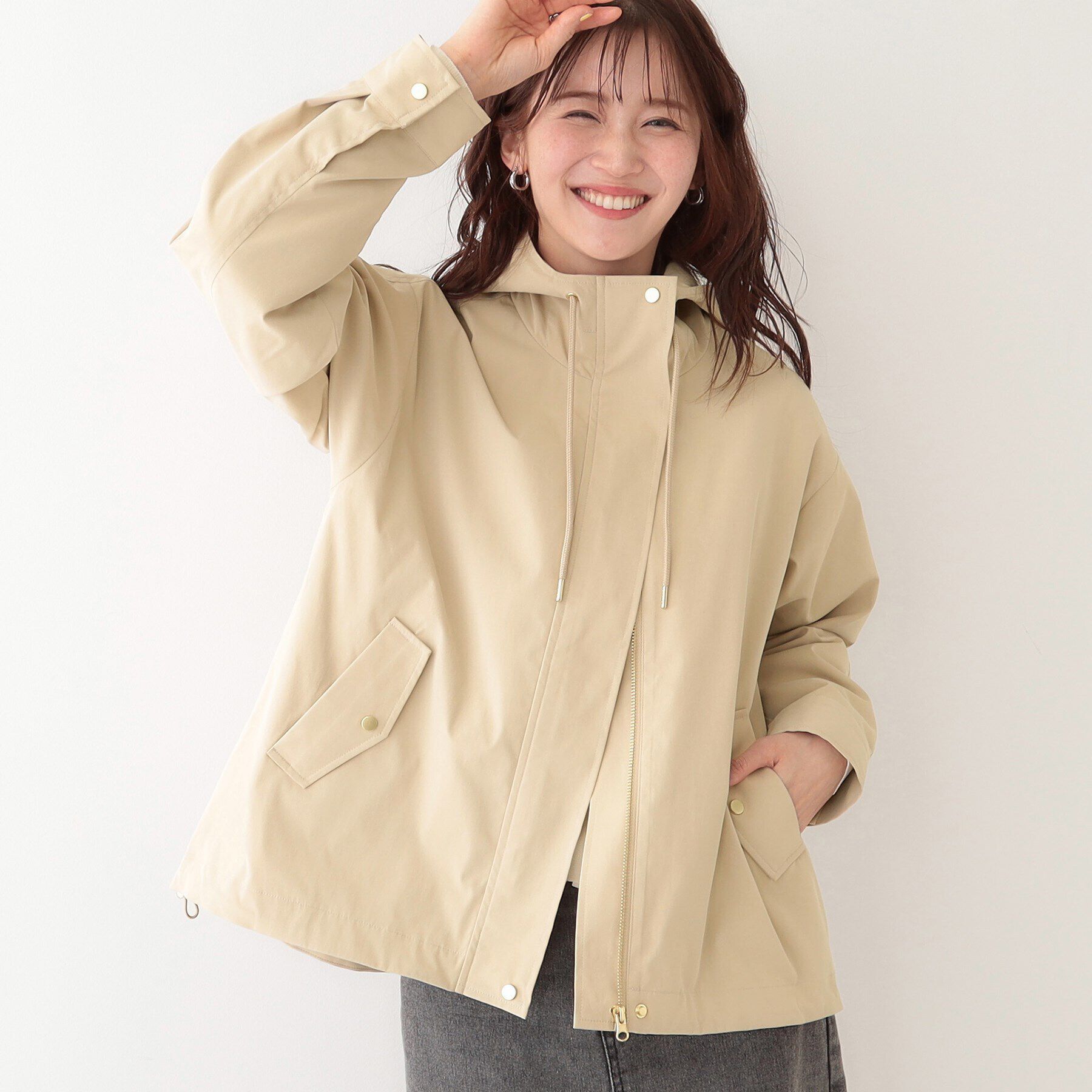 SHOO･LA･RUE「【S-LL/防花粉/撥水】かわいいもかっこいいも叶える 欲張りマウンテンパーカ」|ブルゾン・スタジャン|ベージュ(052)