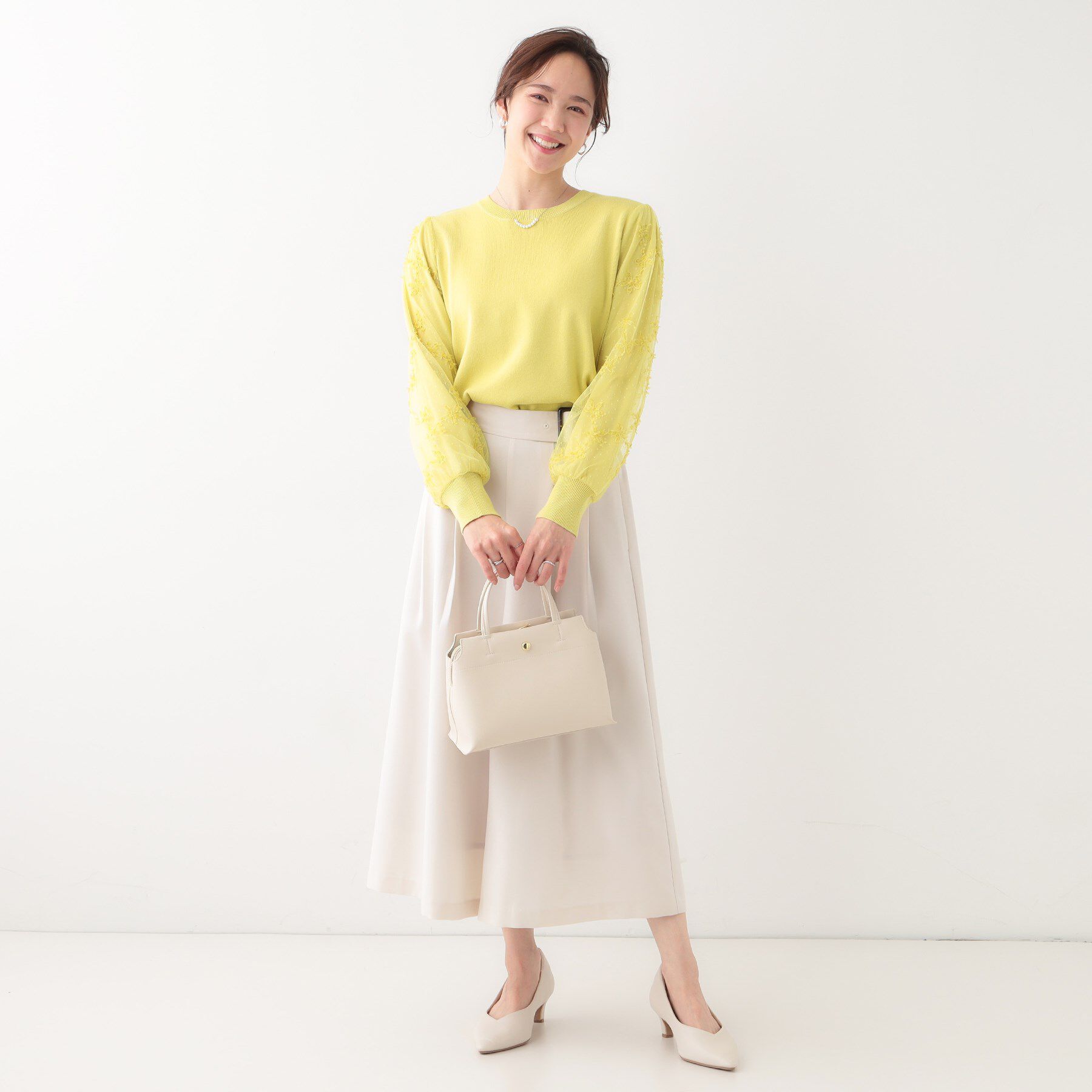 SHOO･LA･RUE「【S-LL】1枚で華やかになる お袖レースドッキングニット」|ニット・セーター|