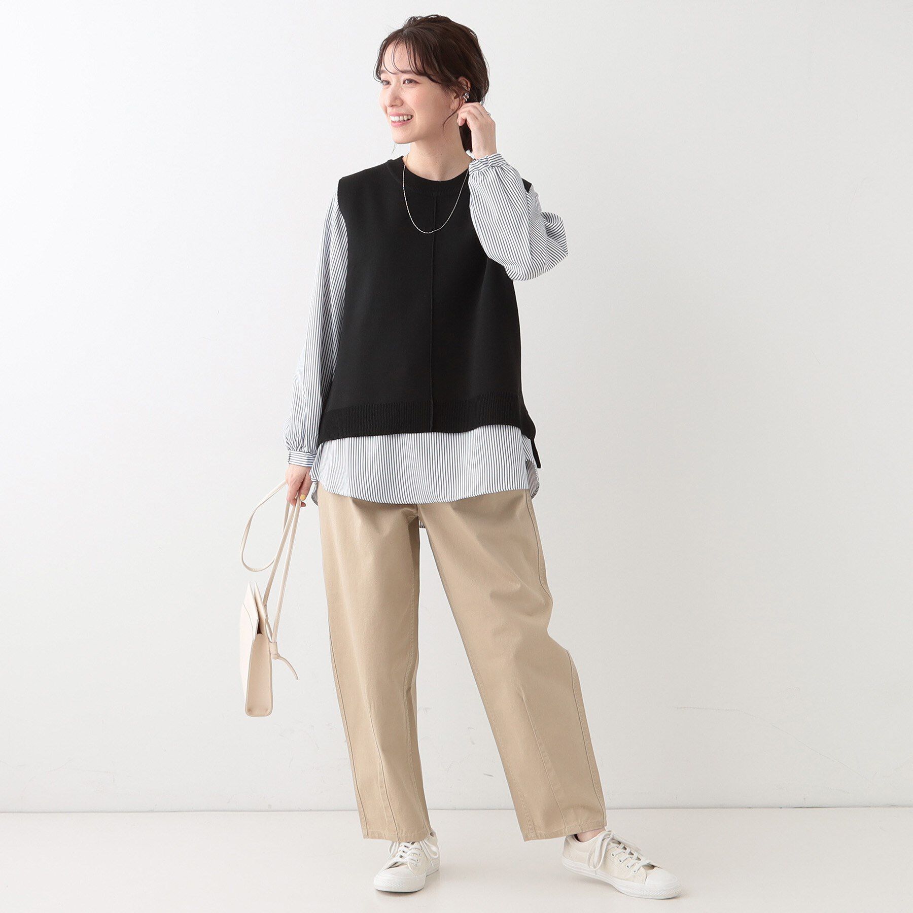 SHOO･LA･RUE「【S-LL/2点セット】着回し自在 ニットベスト＋フレアブラウス」|その他|