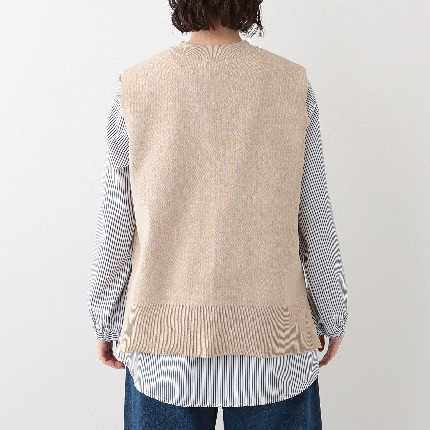 SHOO･LA･RUE「【S-LL/2点セット】着回し自在 ニットベスト＋フレアブラウス」|その他|