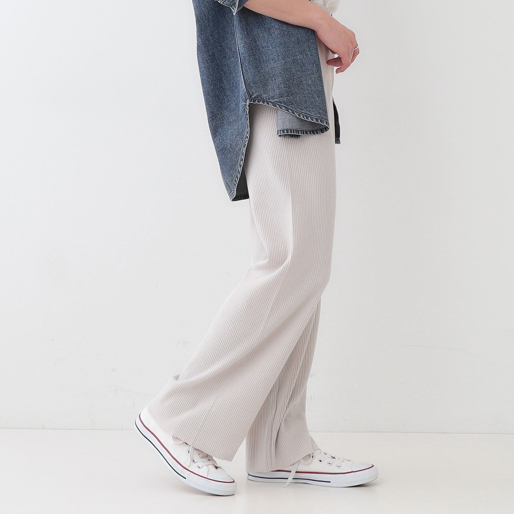 SHOO･LA･RUE「【洗える/S-LL】やわらか楽ちん カットリブパンツ」|その他|