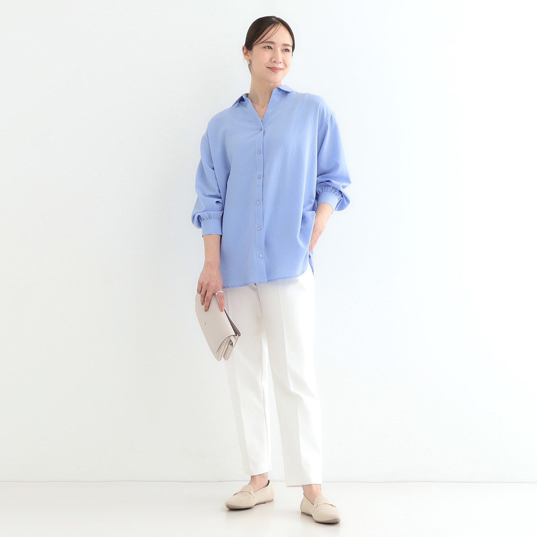 SHOO･LA･RUE「【S-LL】後ろ姿も抜かりなく バックレースアップシャツ」|シャツ・ブラウス|